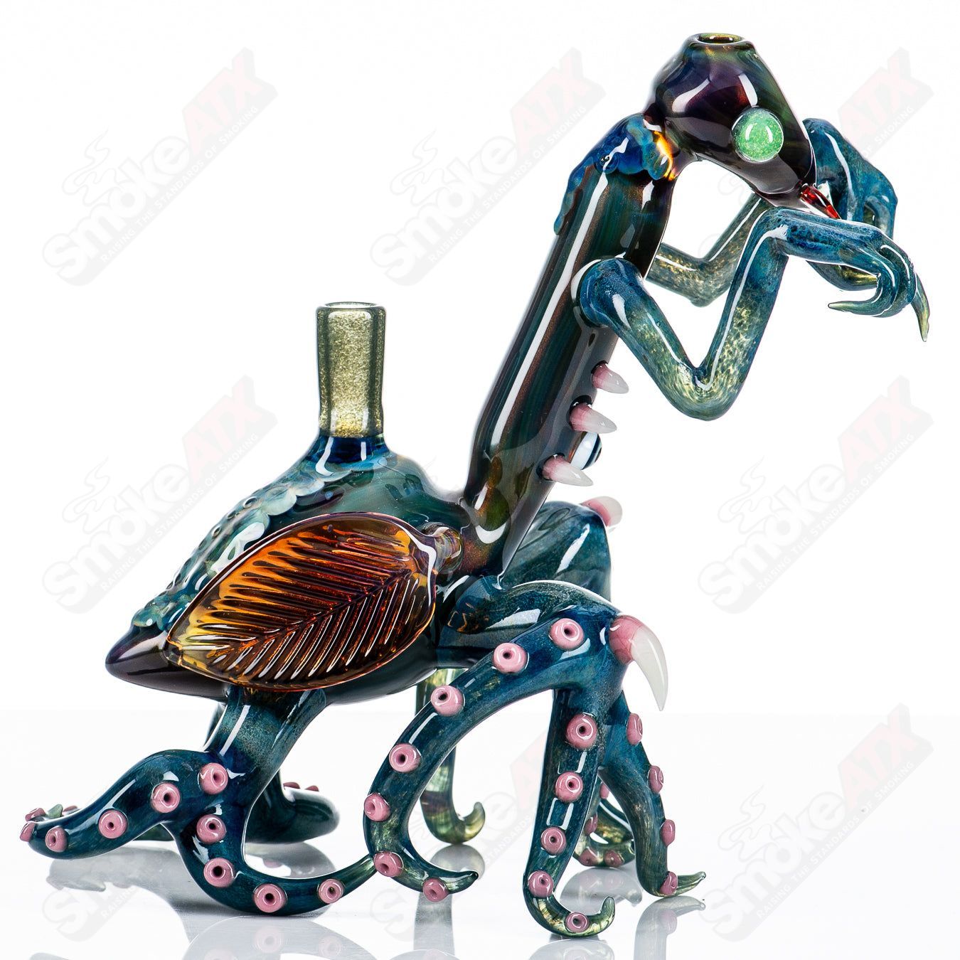 Praying Mantis Rig Burtoni x SALT glass concentrate rig with detailed praying mantis design by Salt Glass.