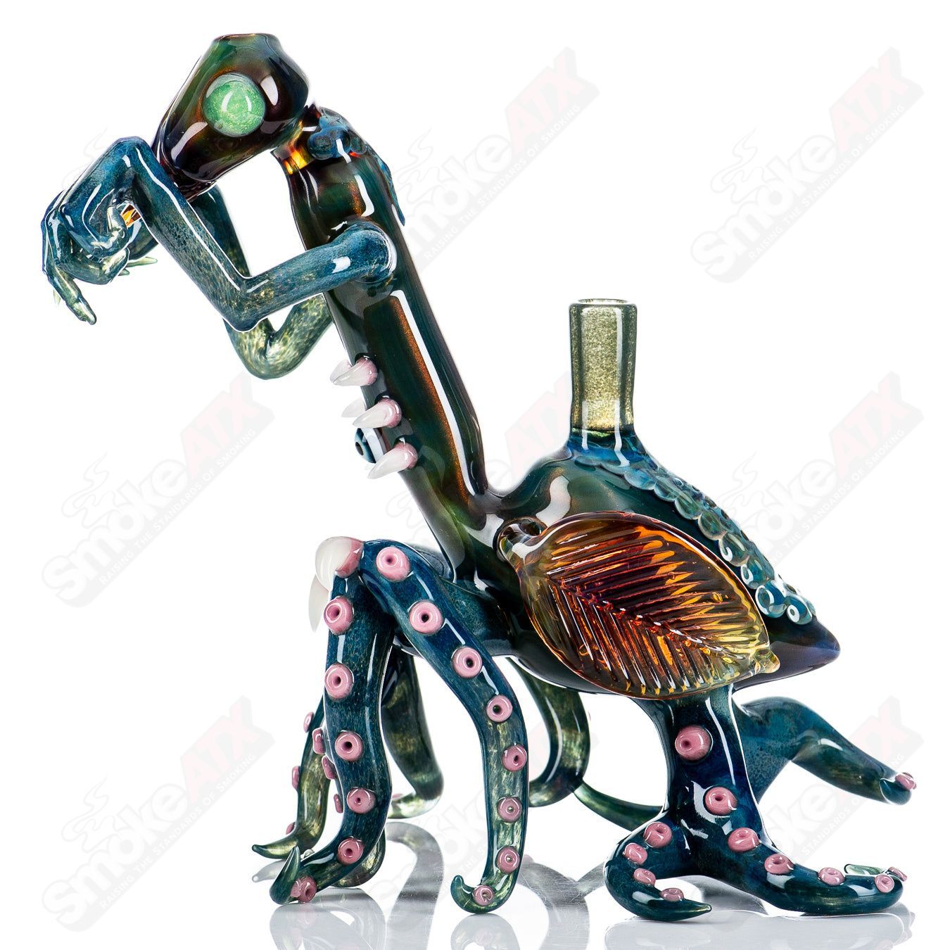 Praying Mantis Rig Burtoni x SALT by Salt Glass, heady glass concentrate rig with detailed praying mantis design.