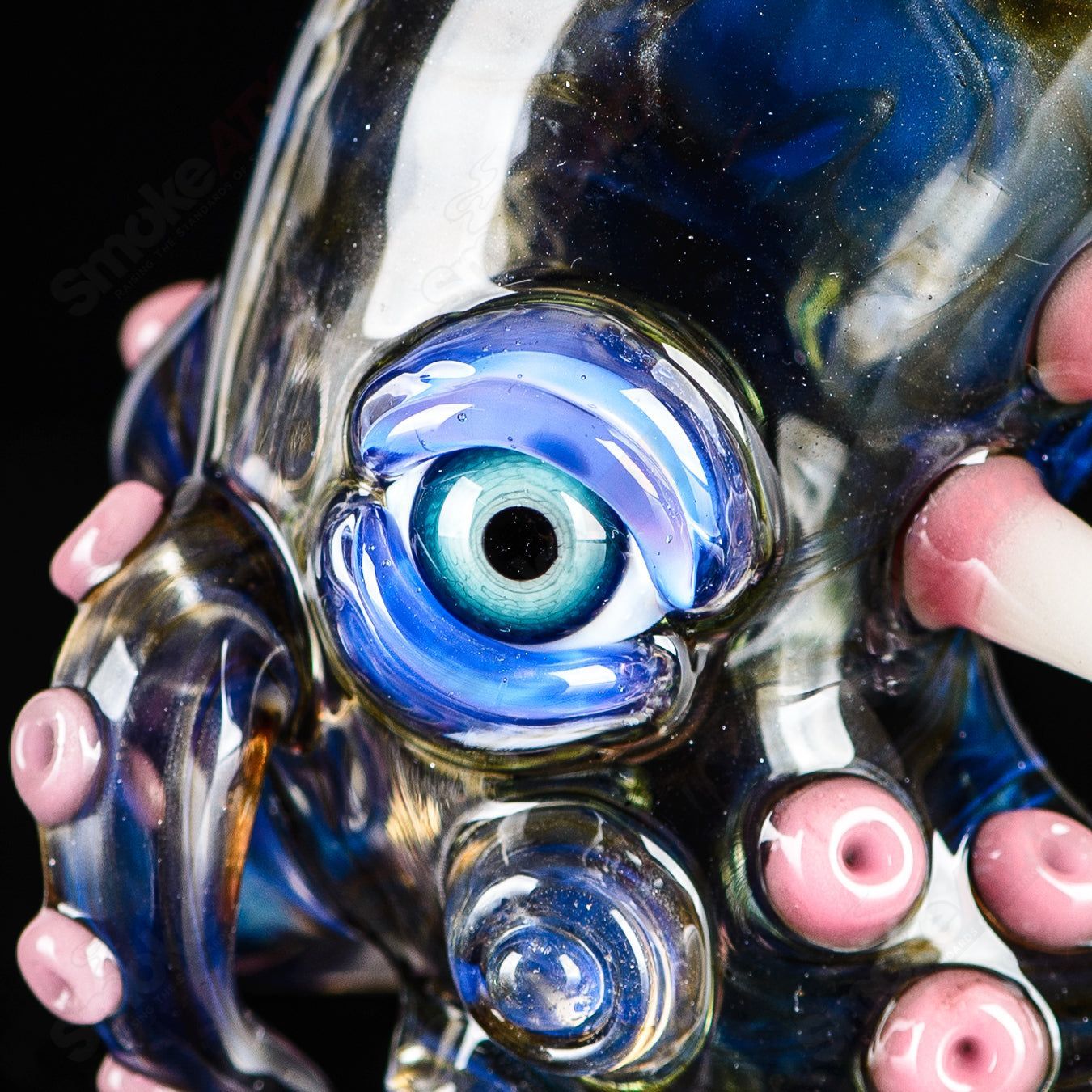 Salt Glass Proxy Sherlock hand pipe, heady glass pipe featuring intricate design and clear glass construction.