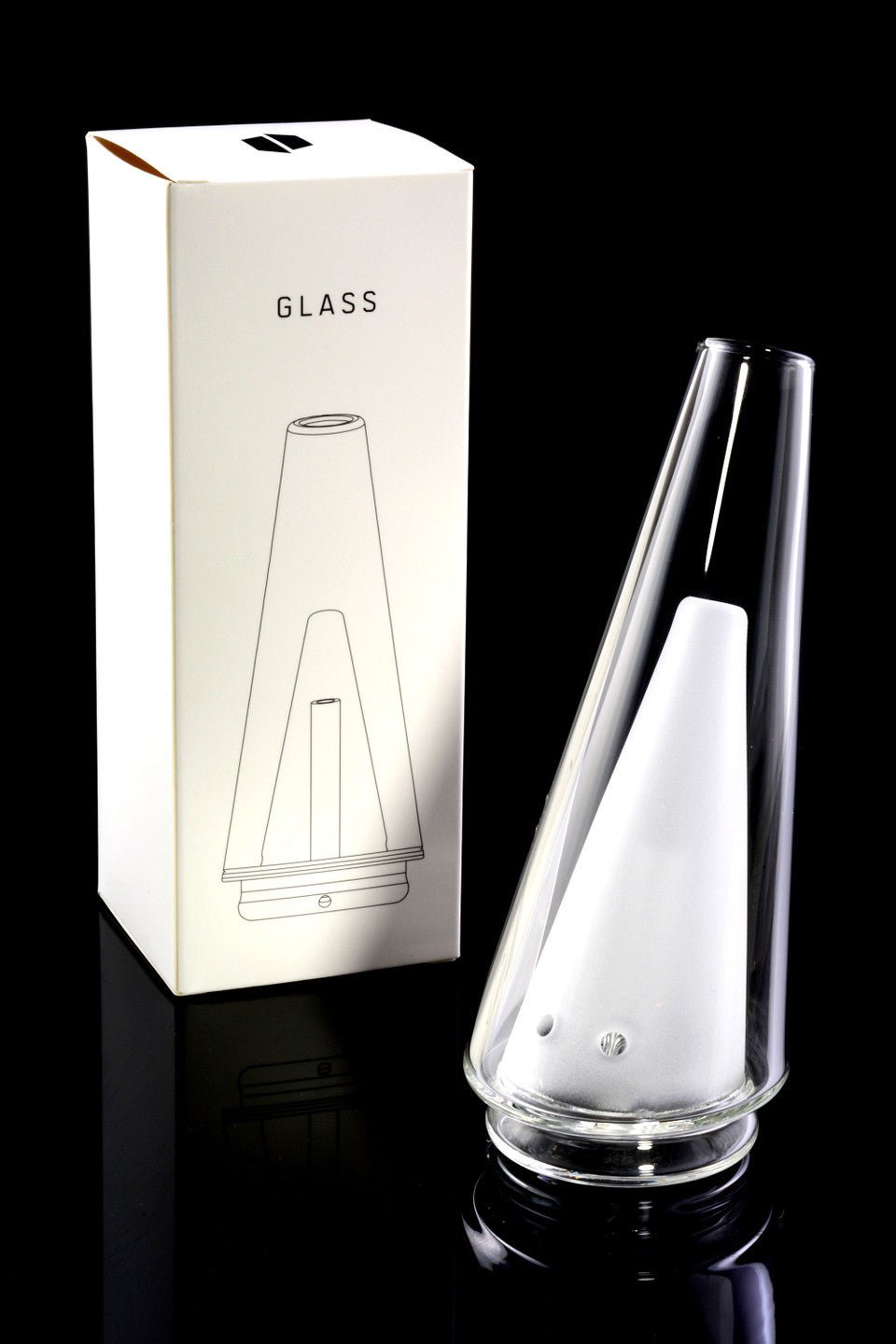 Clear Puffco New Peak glass top showing its transparent design and sleek shape for Puffco vaporizers.