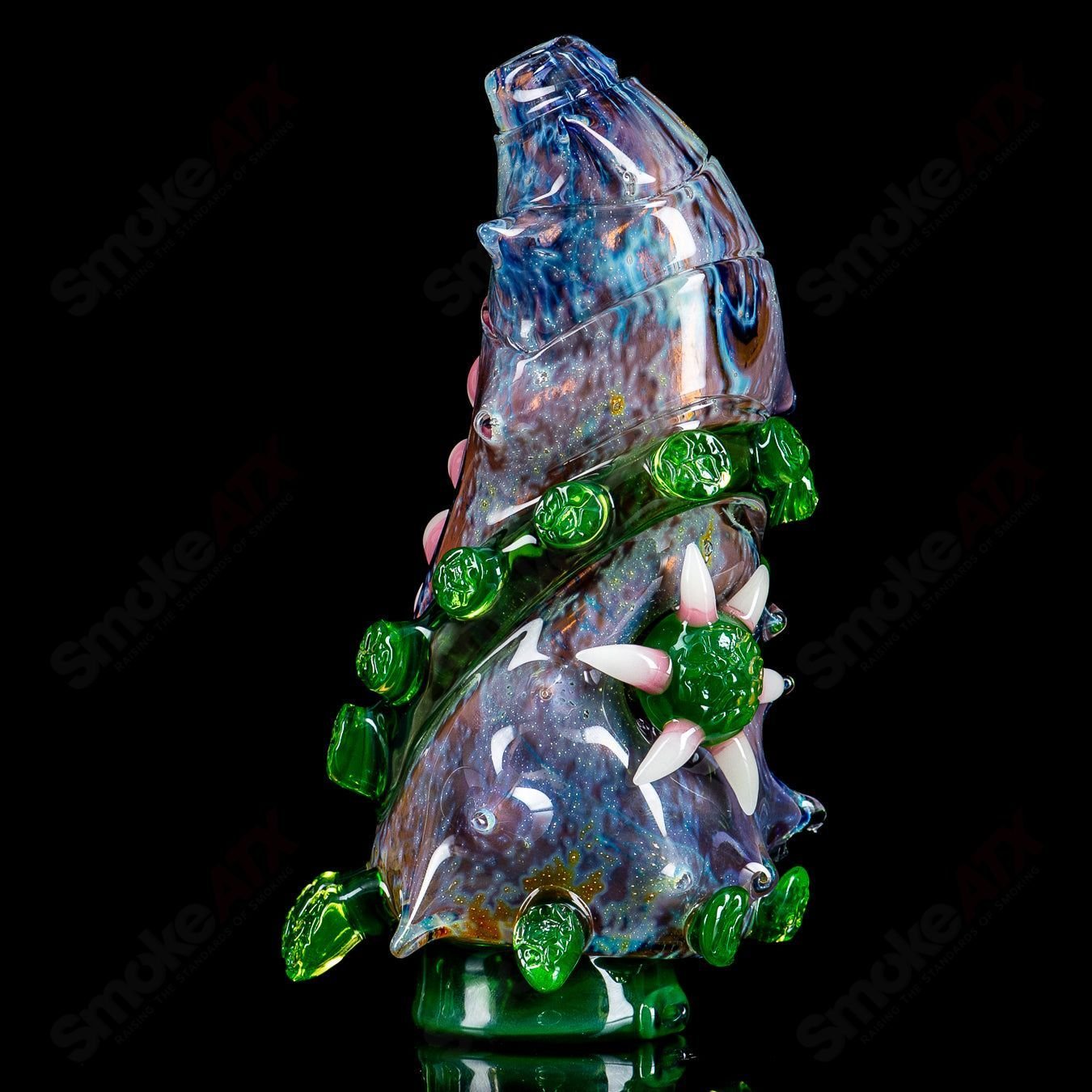 Heady glass Puffco Top by Nobody Glass x SALT with intricate design and vibrant colors for a stylish, functional vaporizer accessory.