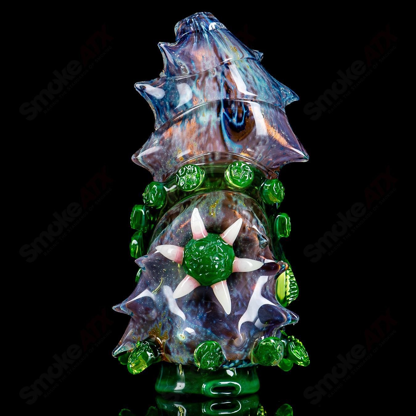 Puffco Top by Nobody Glass x SALT, a colorful heady glass piece designed for Puffco vaporizers, featuring intricate glasswork.
