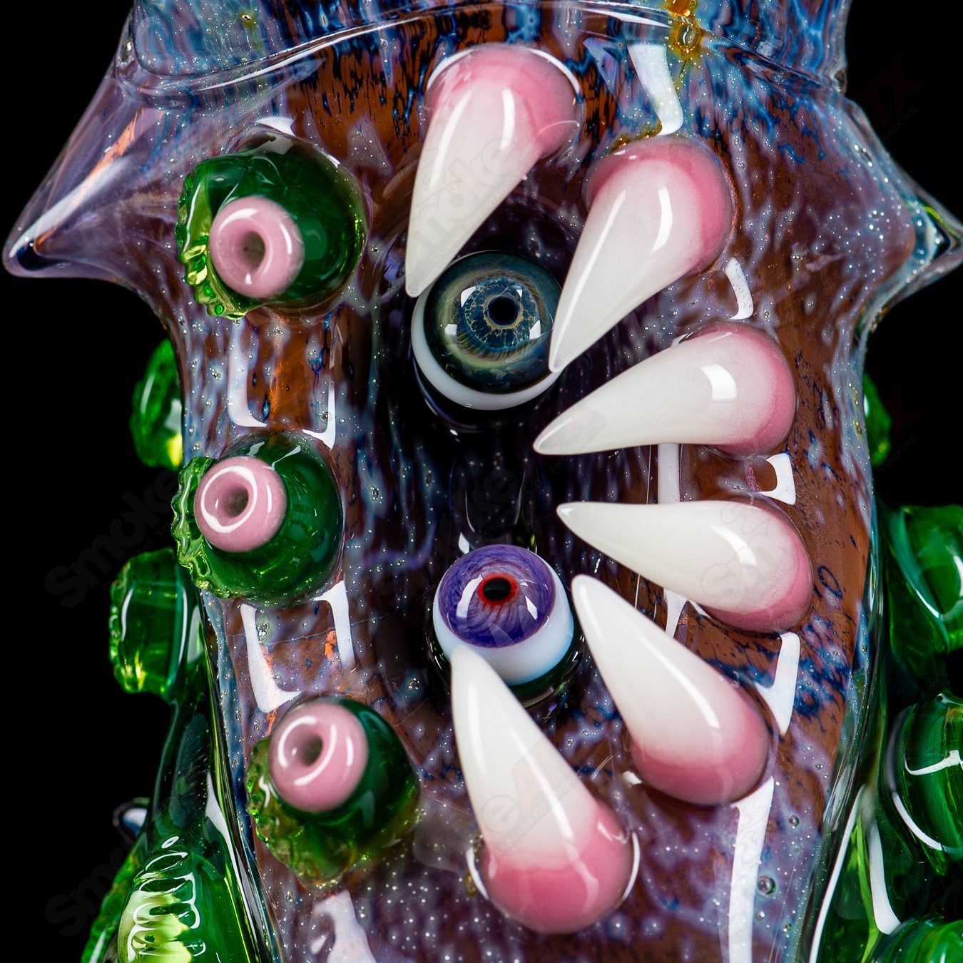 Heady glass Puffco Top by Nobody Glass x SALT, colorful and intricate glass piece for Puffco devices, detailed craftsmanship visible.