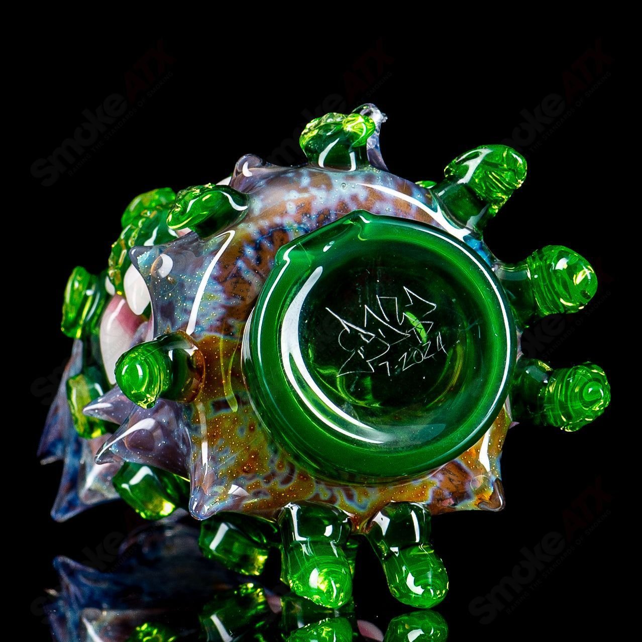 Colorful Puffco Top by Nobody Glass x SALT, a unique heady glass accessory designed for Puffco devices.
