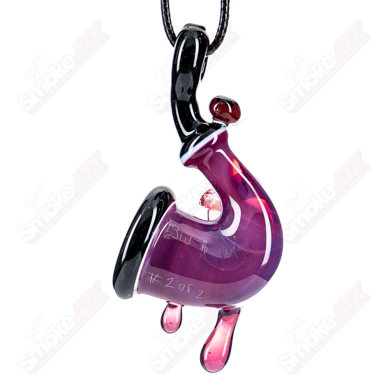 Purple Wook Sherlock pendant by Blu Sun x JMass, handcrafted heady glass jewelry featuring intricate purple glass design.