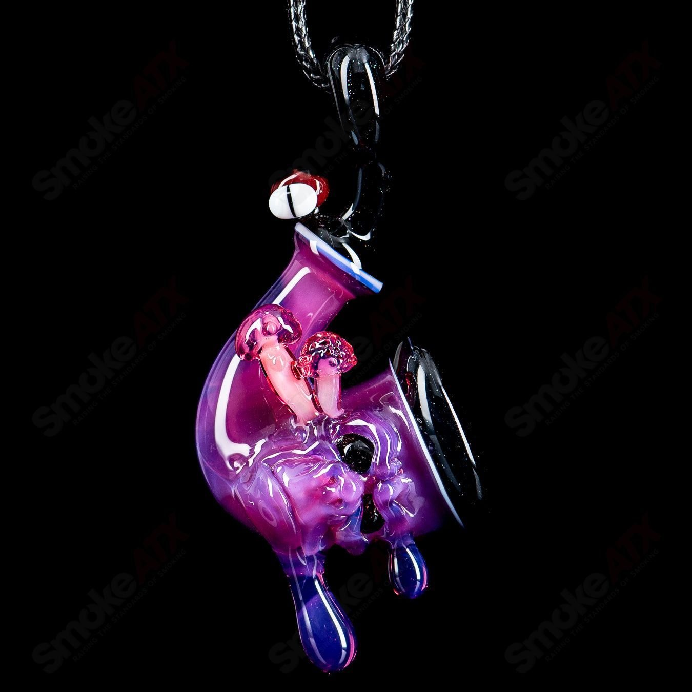 Purple Wook Sherlock pendant by Blu Sun x JMass, a colorful heady glass pendant featuring intricate design and vibrant purple hues.