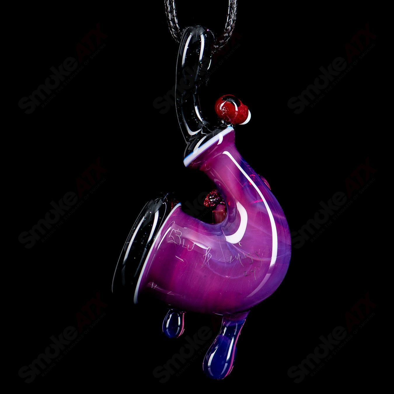 Purple Wook Sherlock pendant by Blu Sun x JMass, handcrafted heady glass pendant featuring intricate purple glass design.
