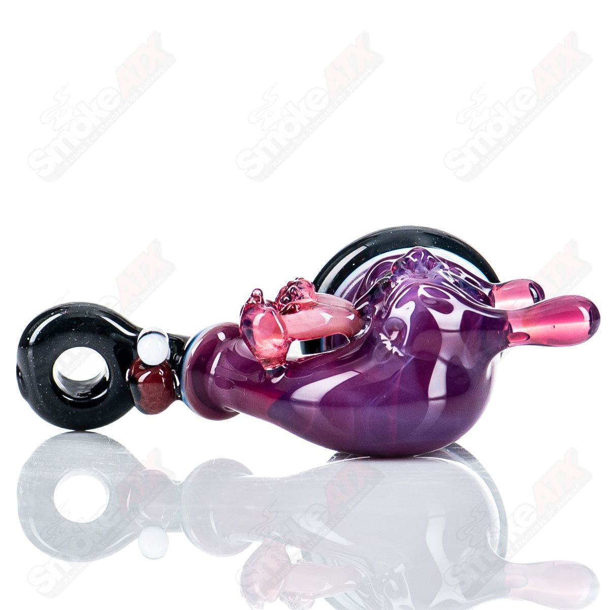 Purple Wook Sherlock pendant by Blu Sun x JMass, handcrafted heady glass jewelry with intricate purple design and detailed Sherlock figure.
