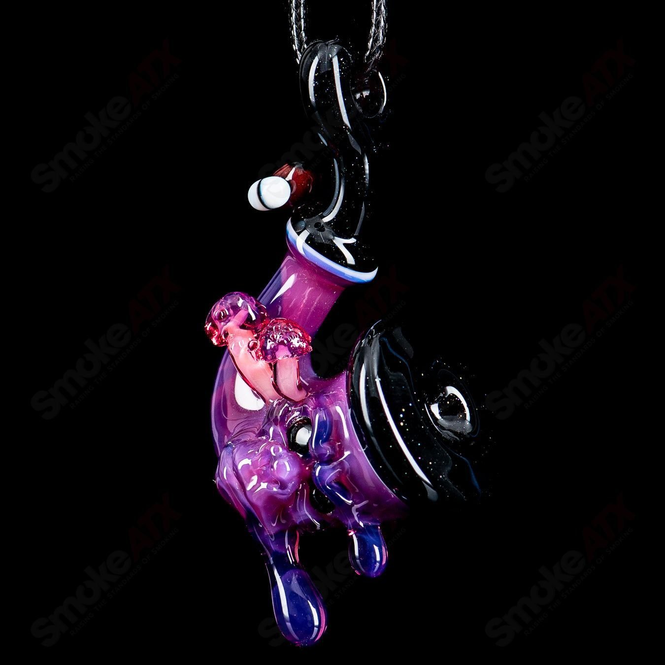 Purple Wook Sherlock pendant by Blu Sun x JMass, handcrafted heady glass jewelry featuring intricate purple glasswork.