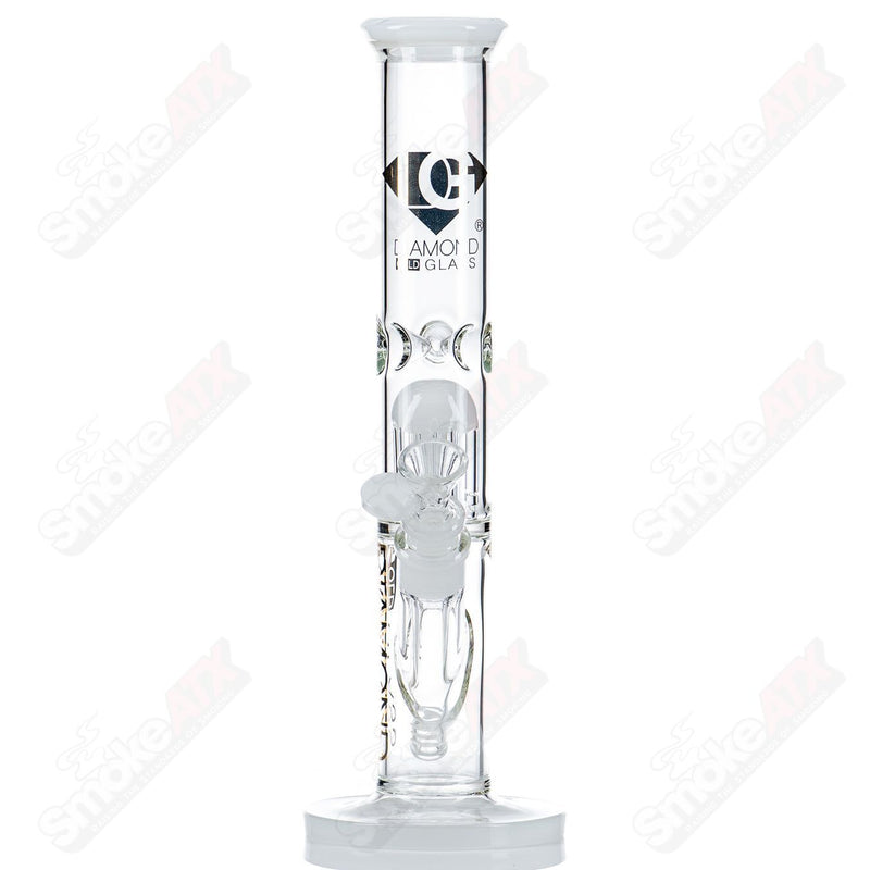 12" 6-Arm Straight Tube (White) Diamond Glass