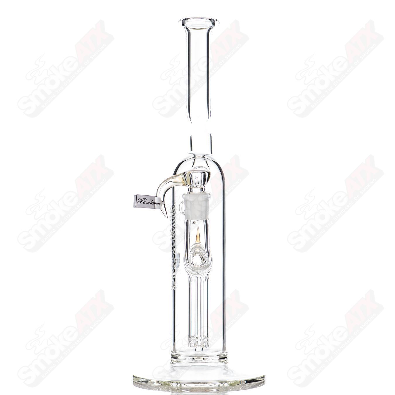 Sovereignty Glass Queen Fixed 4-Arm Minor Accent straight glass tube with natural neck design, used for smoking or vaporizing.