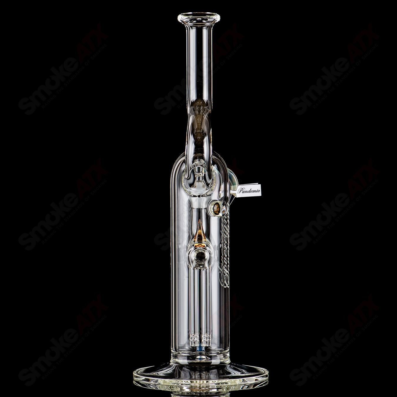 Sovereignty Glass Queen Fixed 4 Arm Minor Accent straight glass tube with natural neck design, intricate detail and clear glass finish.