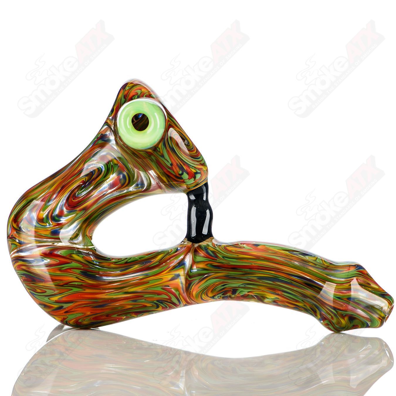 Rainbow Wig Wag Sherlock glass by JMK Glass featuring a colorful, hand-signed Sherlock-themed design on clear glass.