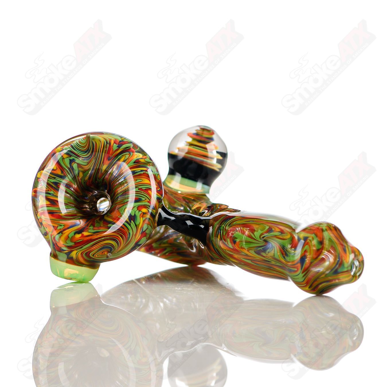Rainbow Wig Wag Sherlock glass sculpture signed by JMK Glass, featuring vibrant rainbow colors and intricate Sherlock design.