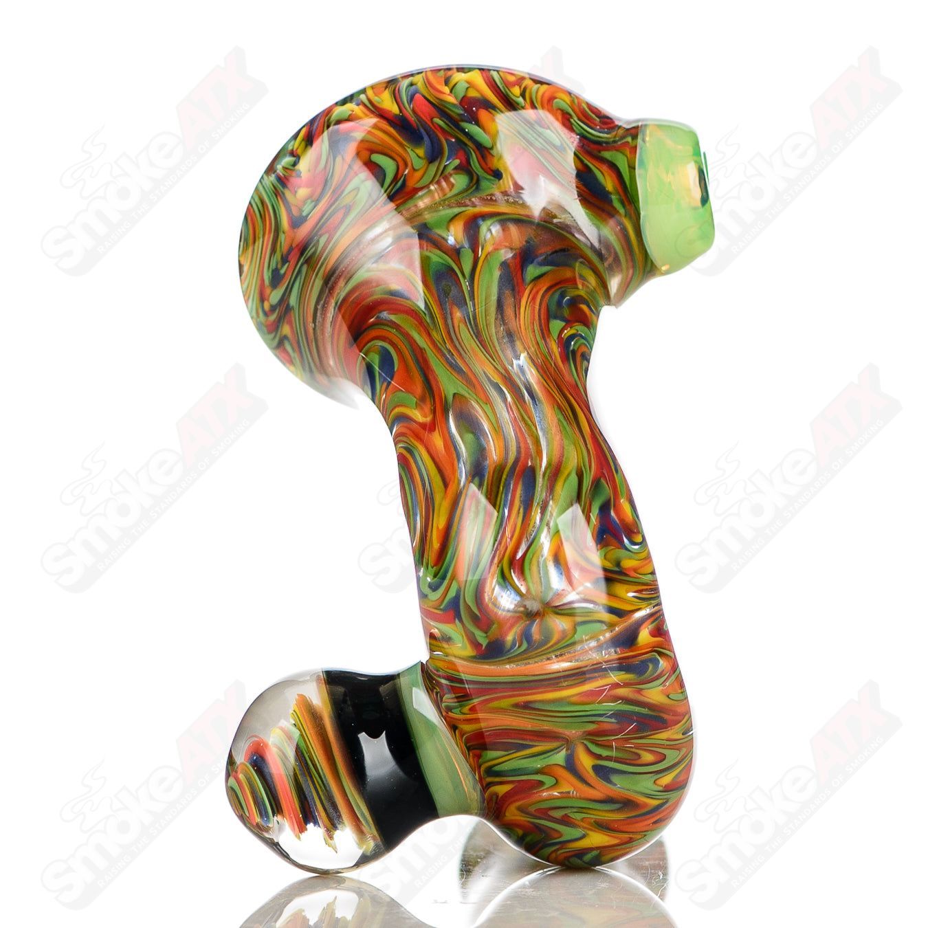 Rainbow Wig Wag Sherlock glass pipe by JMK Glass featuring a colorful, detailed Sherlock Holmes design.