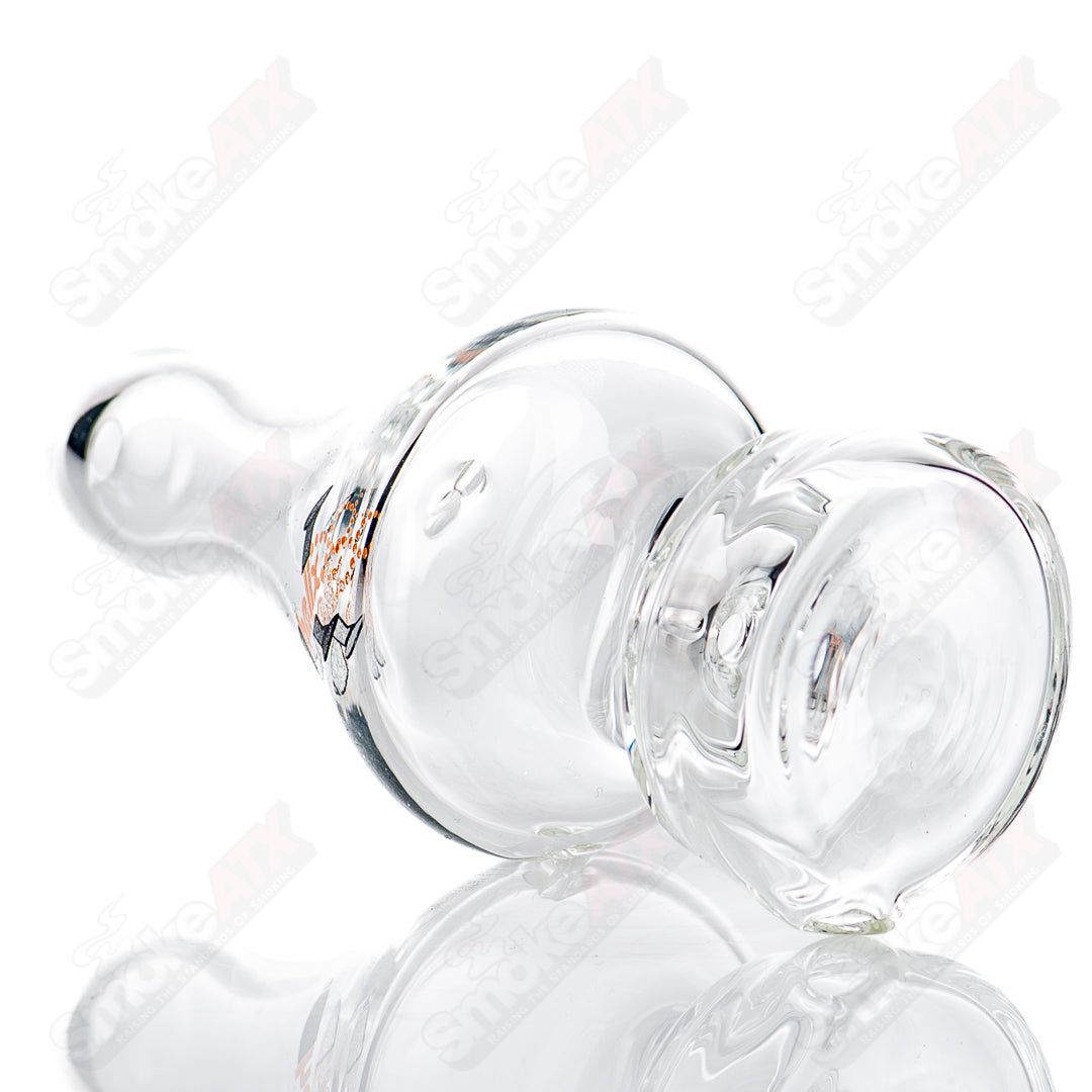 Orange Label Classic Puffco Peak Dry Top by American Helix, clear glass vaporizer accessory with orange accents, for Puffco Peak.