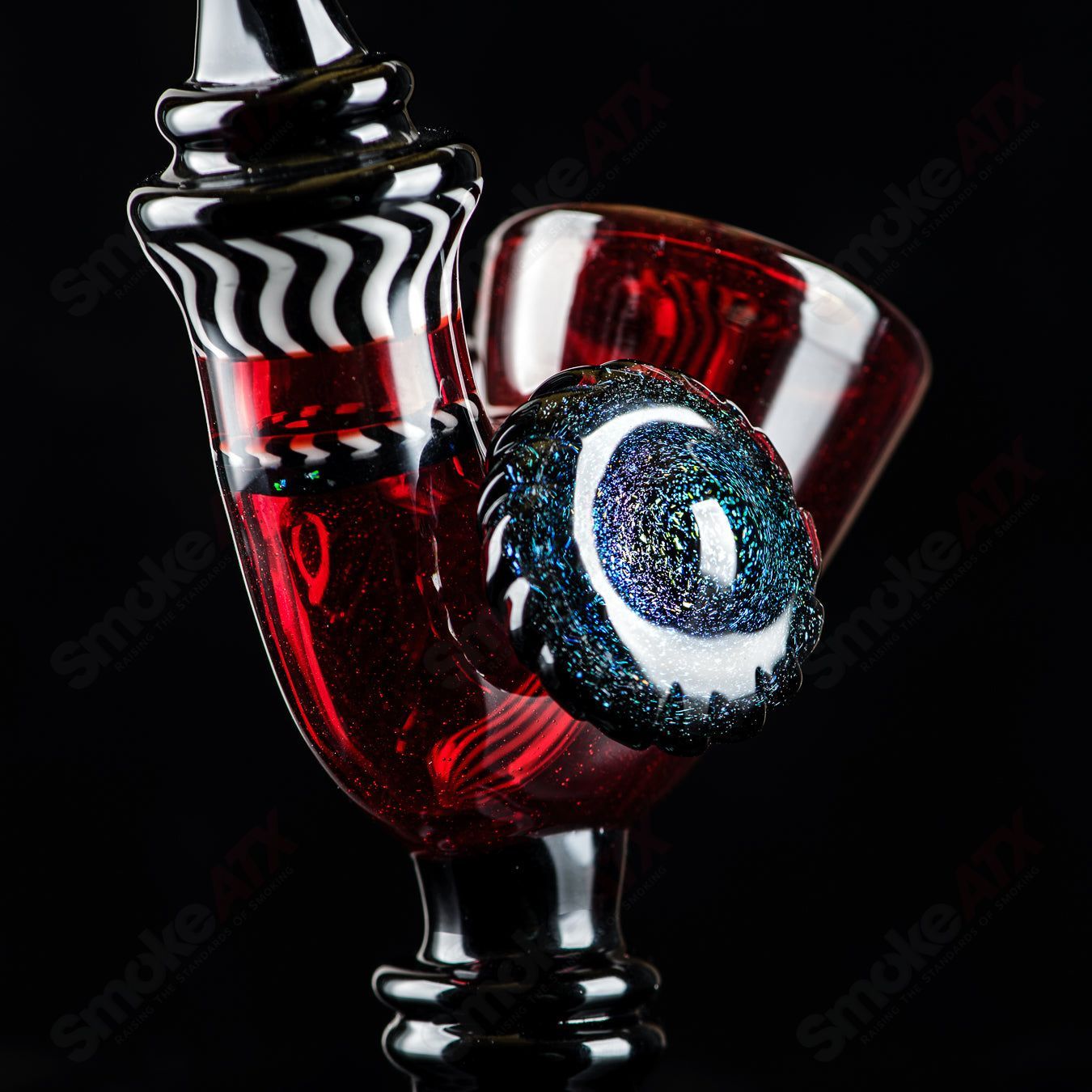 Red Errlock Sherlock rig by JMass with dichro disk, heady glass concentrate rig for dabbing and vaporizing.
