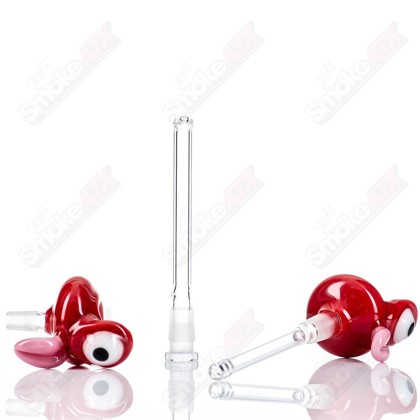 Red Jelly Head Rig by Down Neck Glass, 2011, heady glass bubbler with intricate red jelly design and detailed craftsmanship.