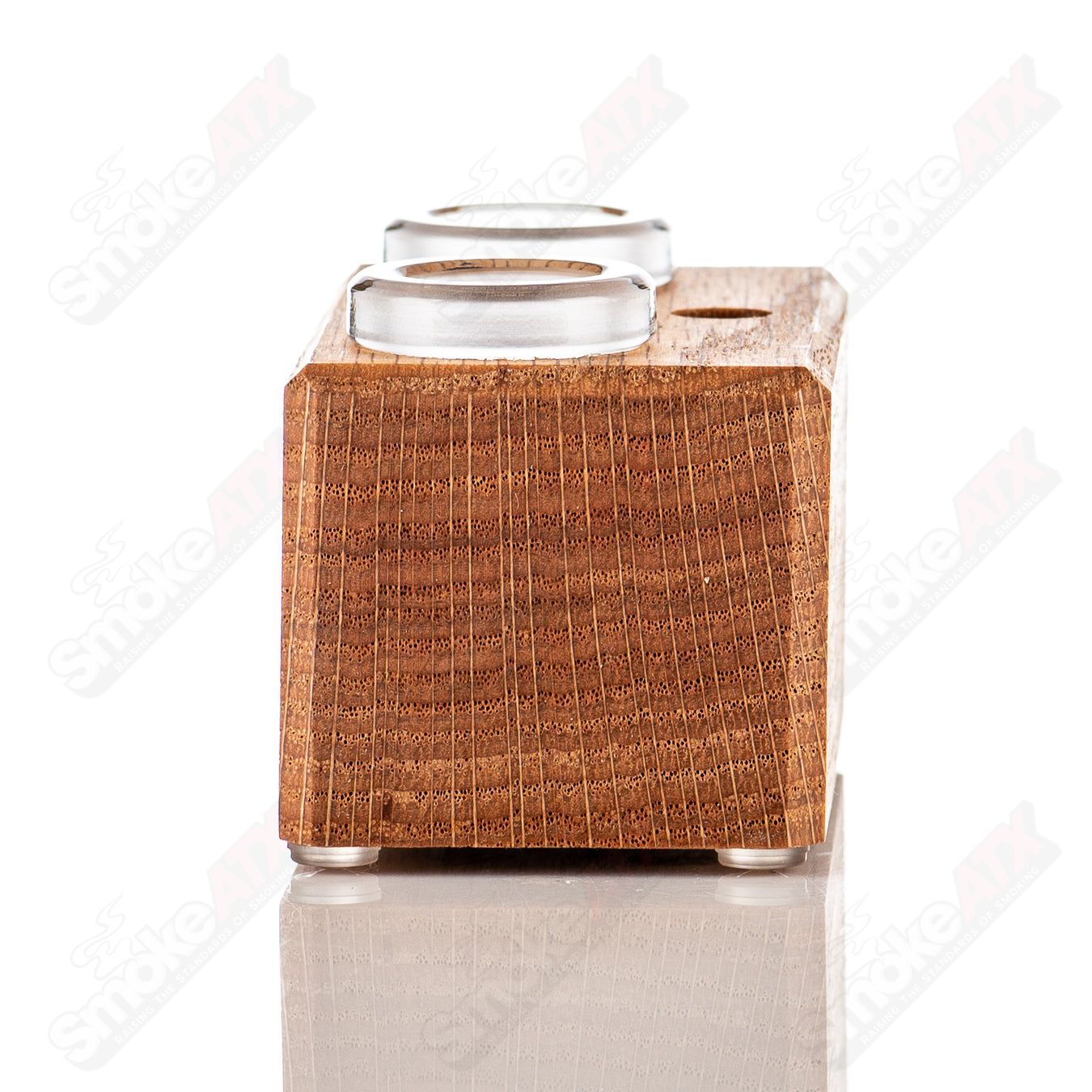 Red Oak 2-hole slide stand by Sovereignty Glass, featuring a sturdy heady glass design with two holes for functional use.