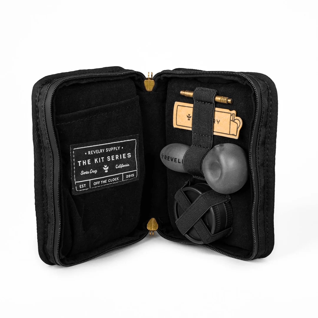 Revelry The Pipe Kit smell-proof black soft case with secure zipper and protective interior for storing smoking accessories.