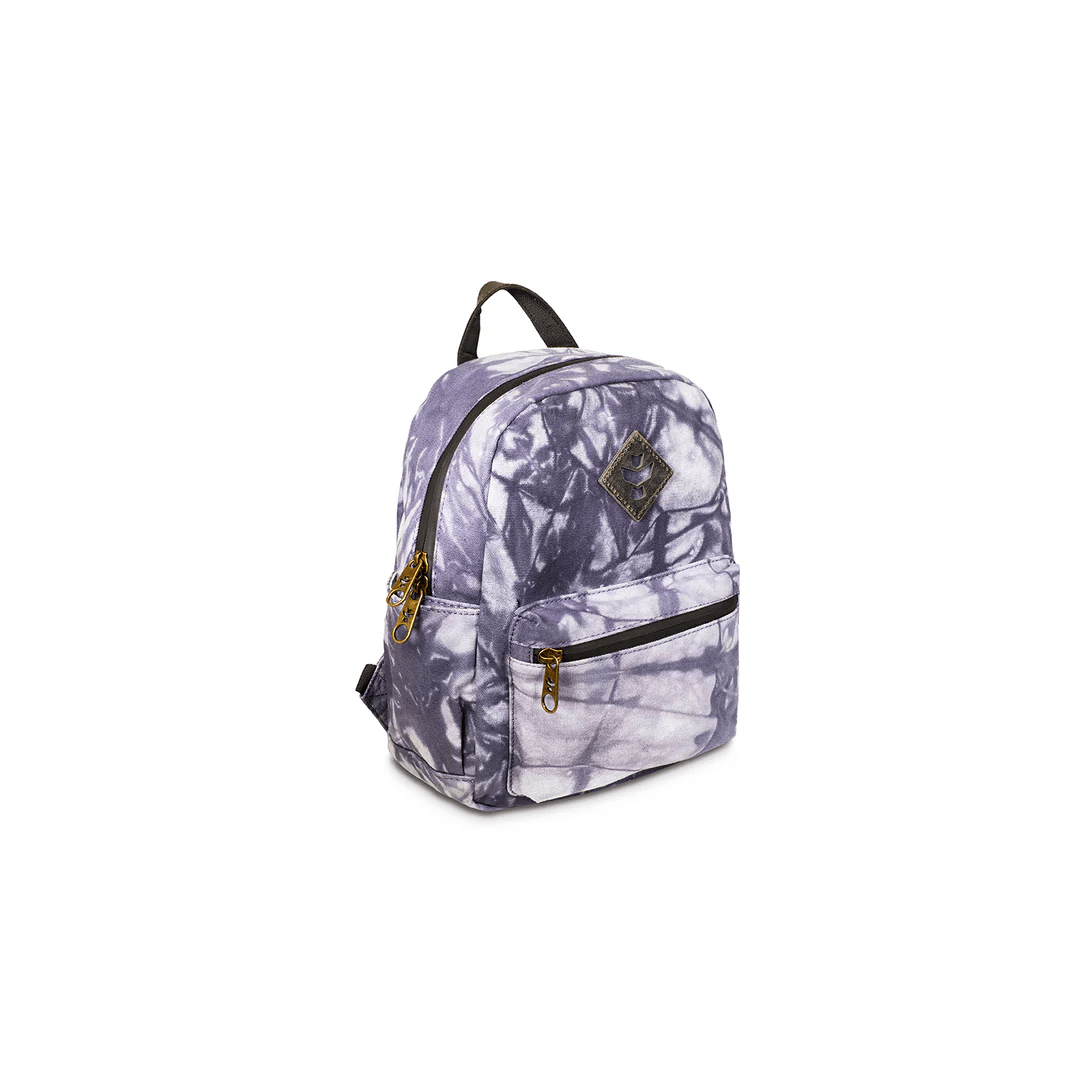 Revelry The Shorty smell-proof mini backpack in black with adjustable straps and compact design for daily use.