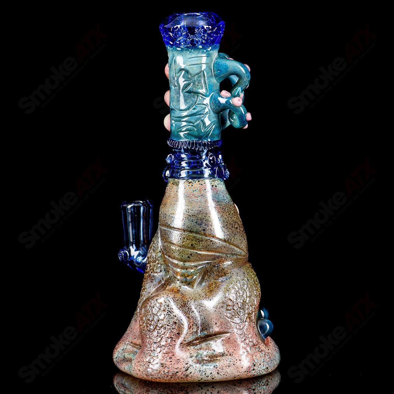 Salt Glass RipCurl Signed 2024 heady glass concentrate rig with intricate design and vibrant colors, custom artwork by Salt Glass.