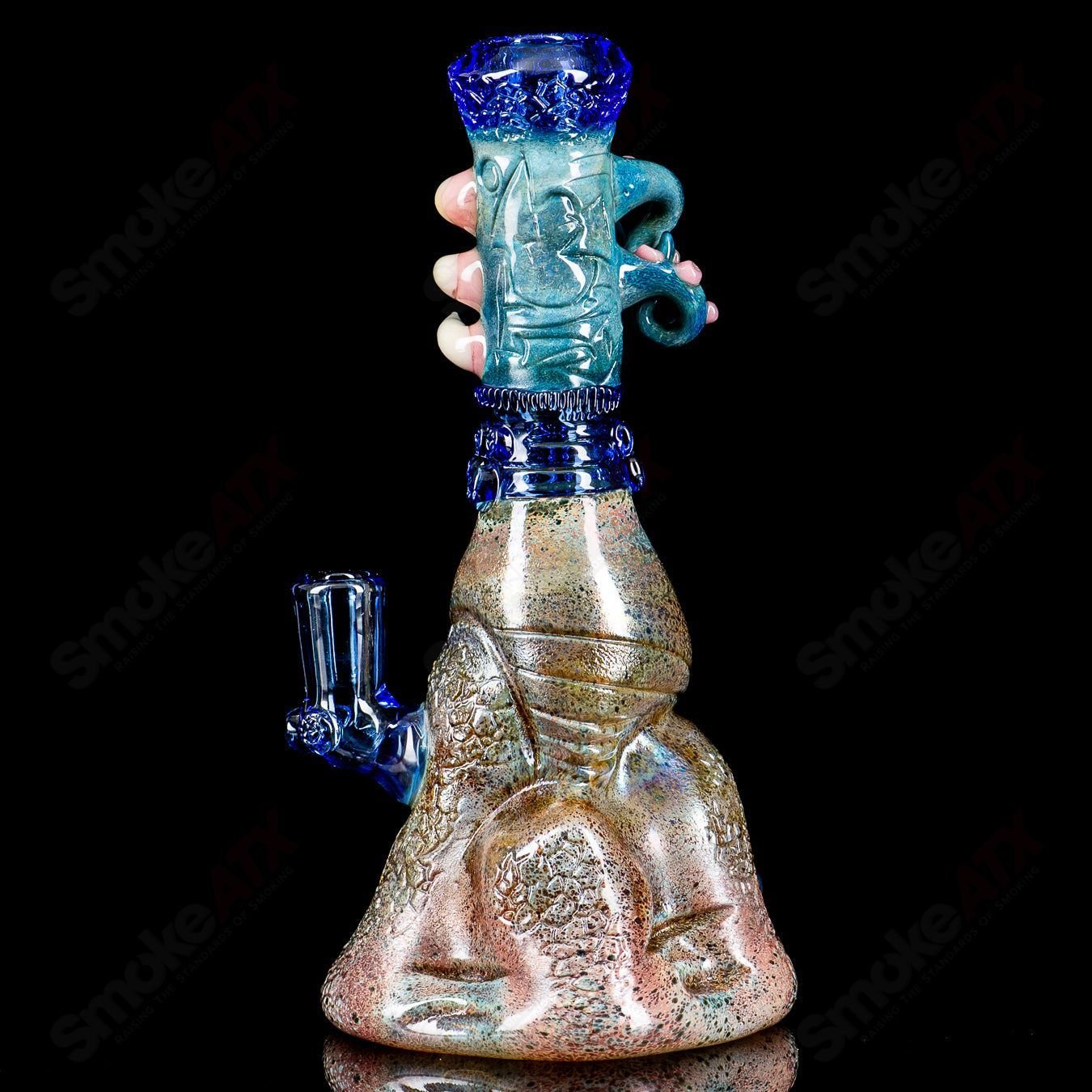 Salt Glass RipCurl Signed 2024 Heady Glass Concentrate Rig with intricate design and vibrant colors.