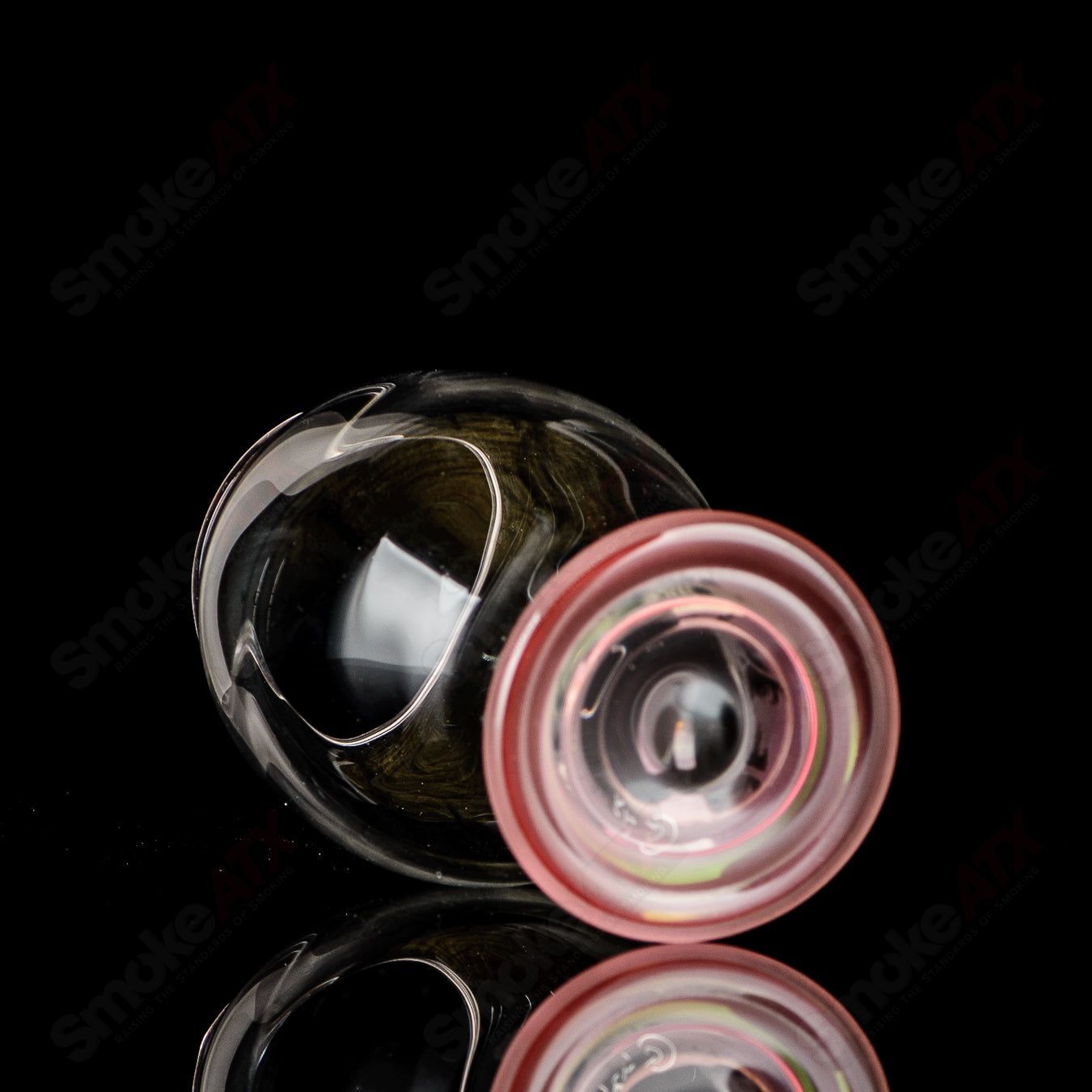 Rose pink Chad G glass goblet, heady drinking cup with a smooth finish, perfect for elegant beverage presentation.