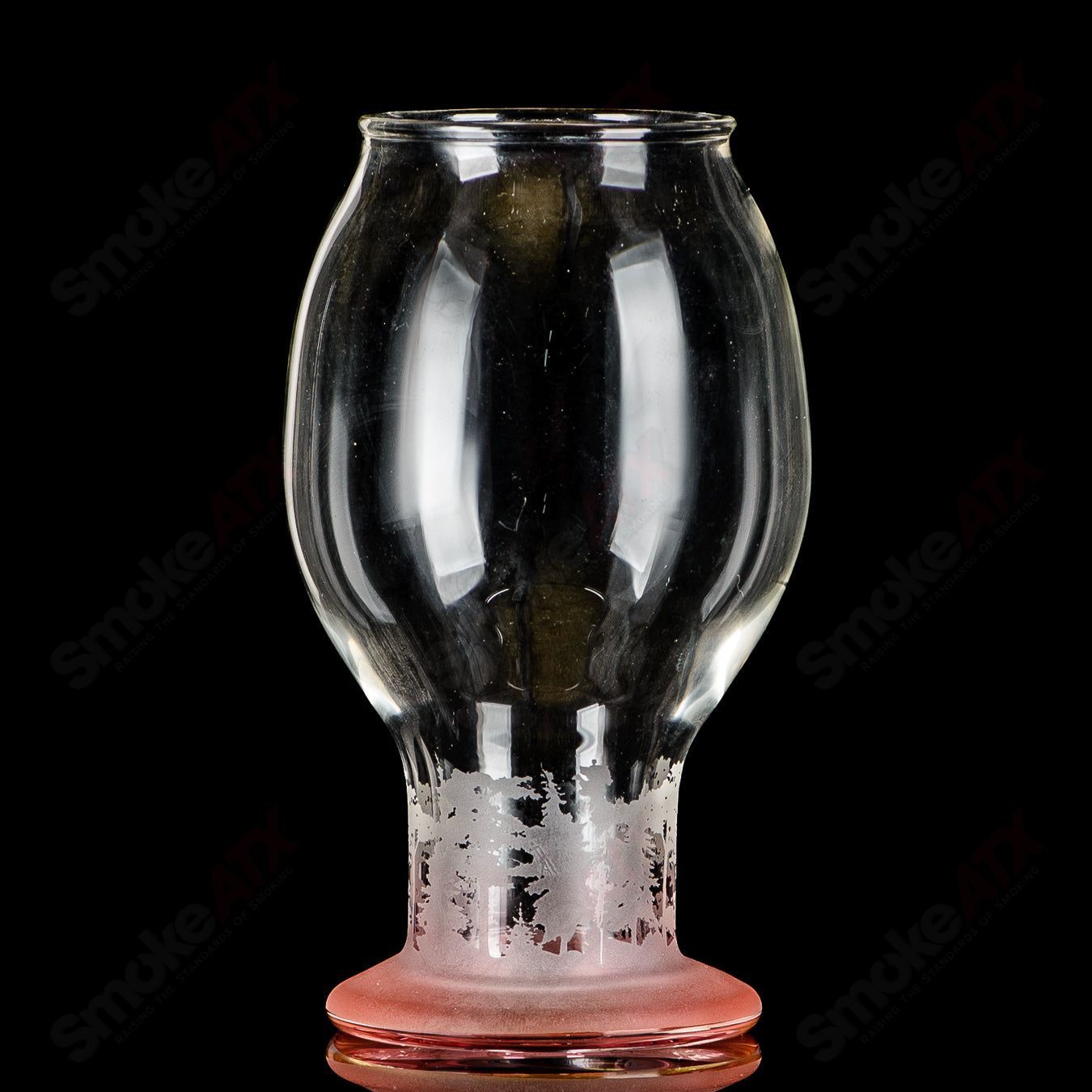 Rose pink Chad G Glass goblet drinking cup with intricate heady glass design, showcasing vibrant color and detailed craftsmanship.