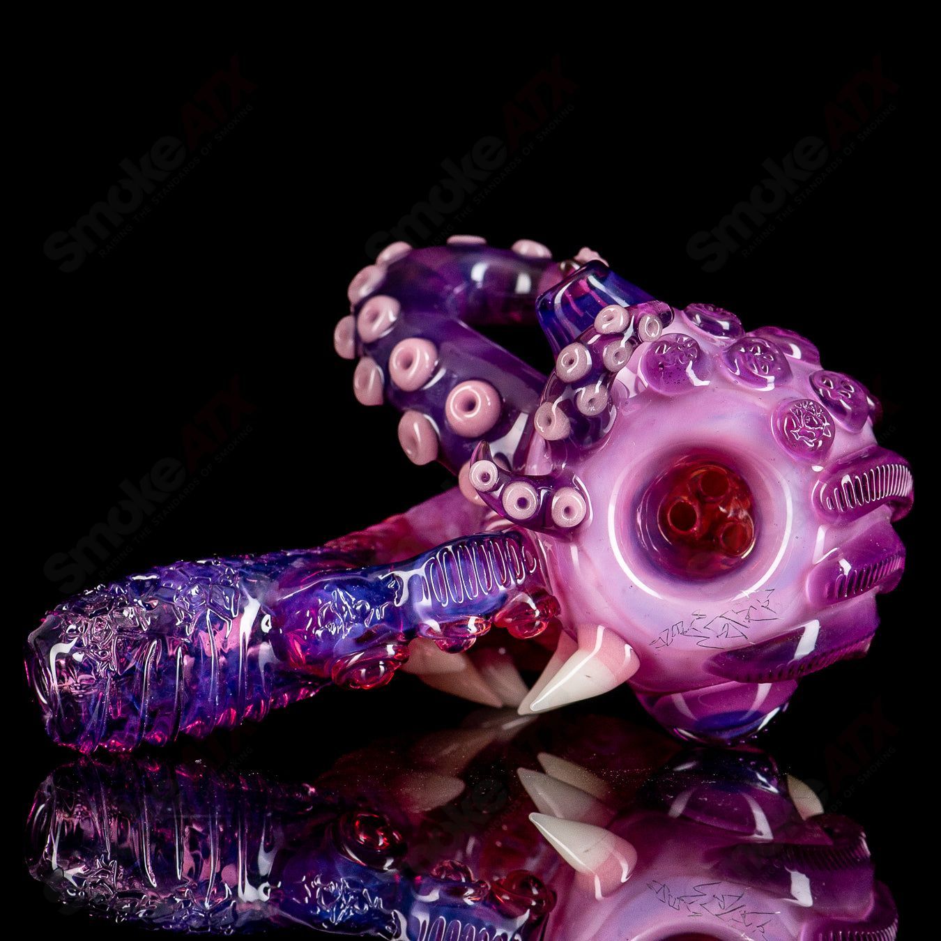 Royal jelly Quasar Sherlock heady glass pipe by Salt Glass, featuring intricate design and clear glass construction.