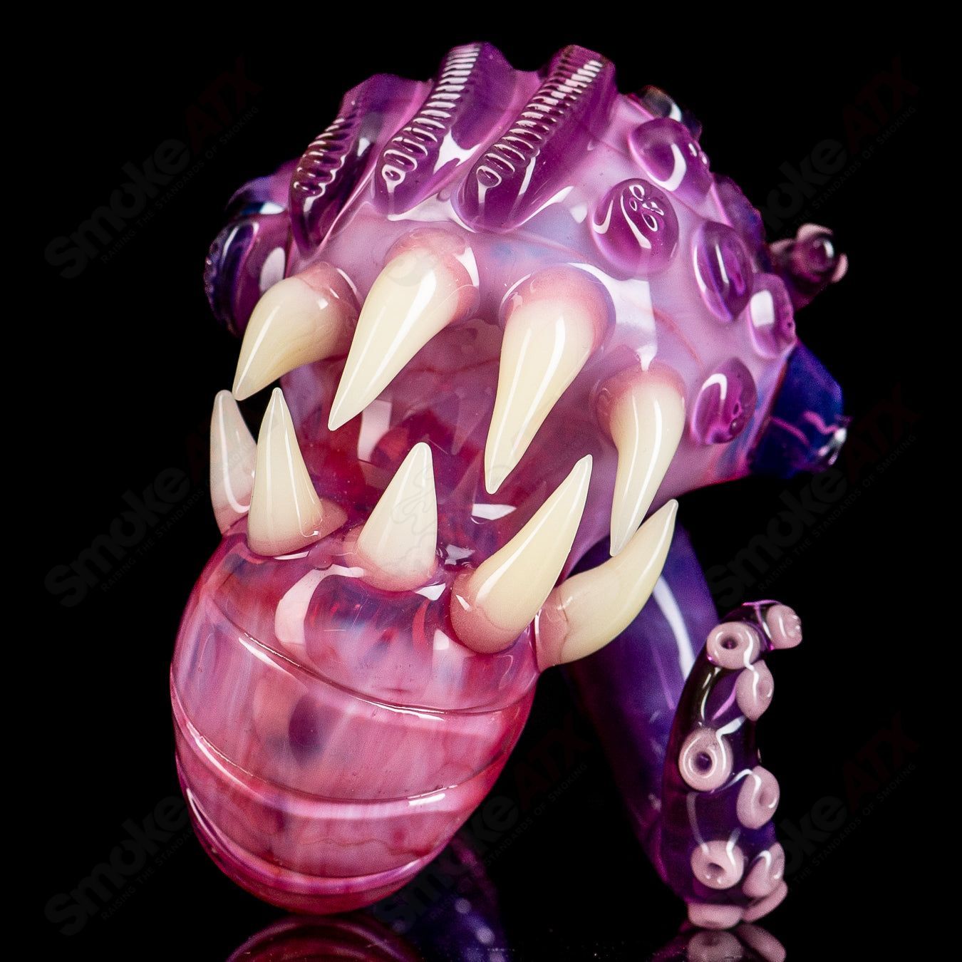 Salt Glass Royal Jelly Quasar Sherlock heady glass pipe with intricate design, featuring a Sherlock-style shape for smooth smoking.