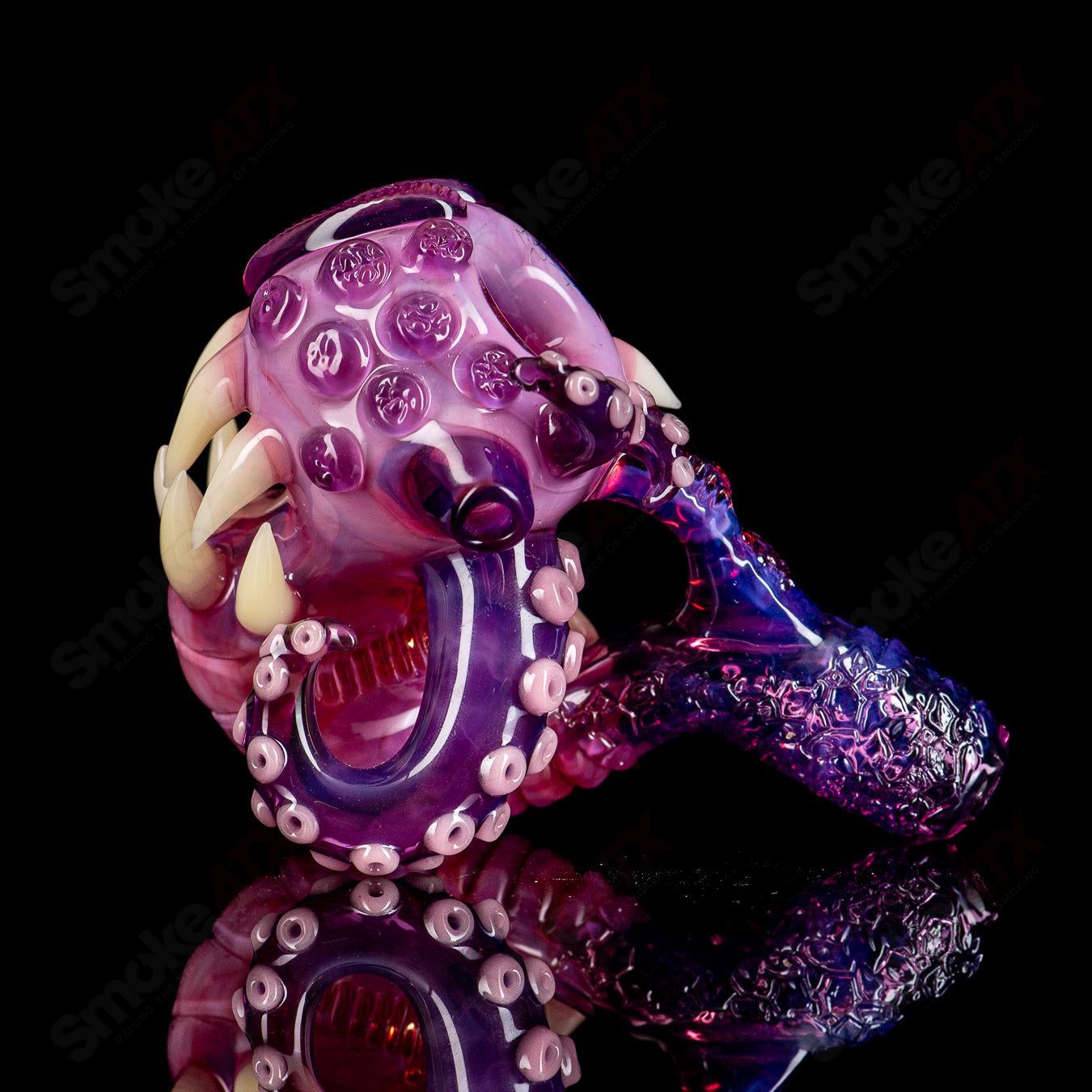 Royal Jelly Quasar Sherlock heady glass pipe by Salt Glass featuring a colorful, intricate Sherlock design and clear glass body.