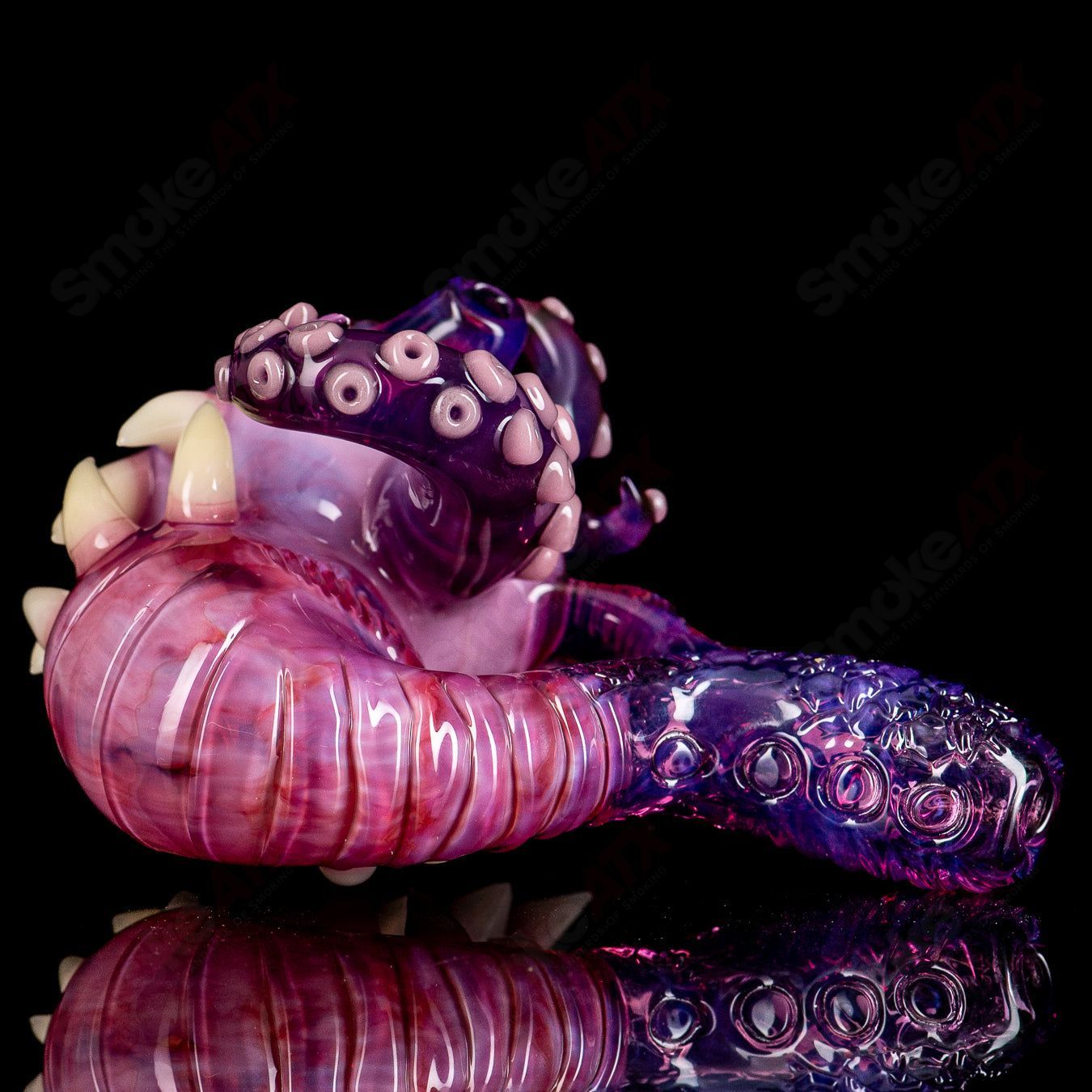 Royal Jelly Quasar Sherlock by Salt Glass, a clear heady glass Sherlock pipe with intricate design details.
