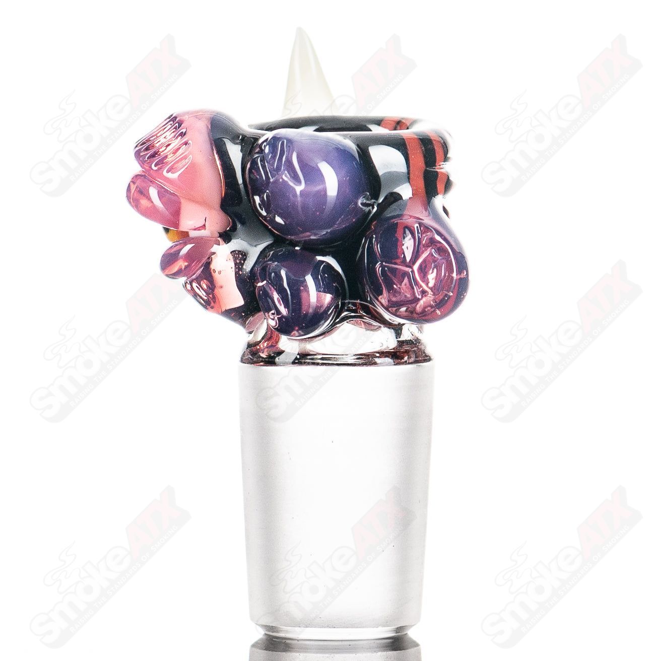 Jet black heady glass bowl with red crayon line design, featuring Royal Jelly and Salt Glass branding.