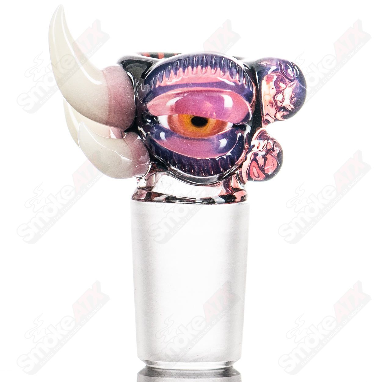Heady glass bowl with red crayon lines and jet black finish, designed for salt glass slides. Royal Jelly by Salt Glass.
