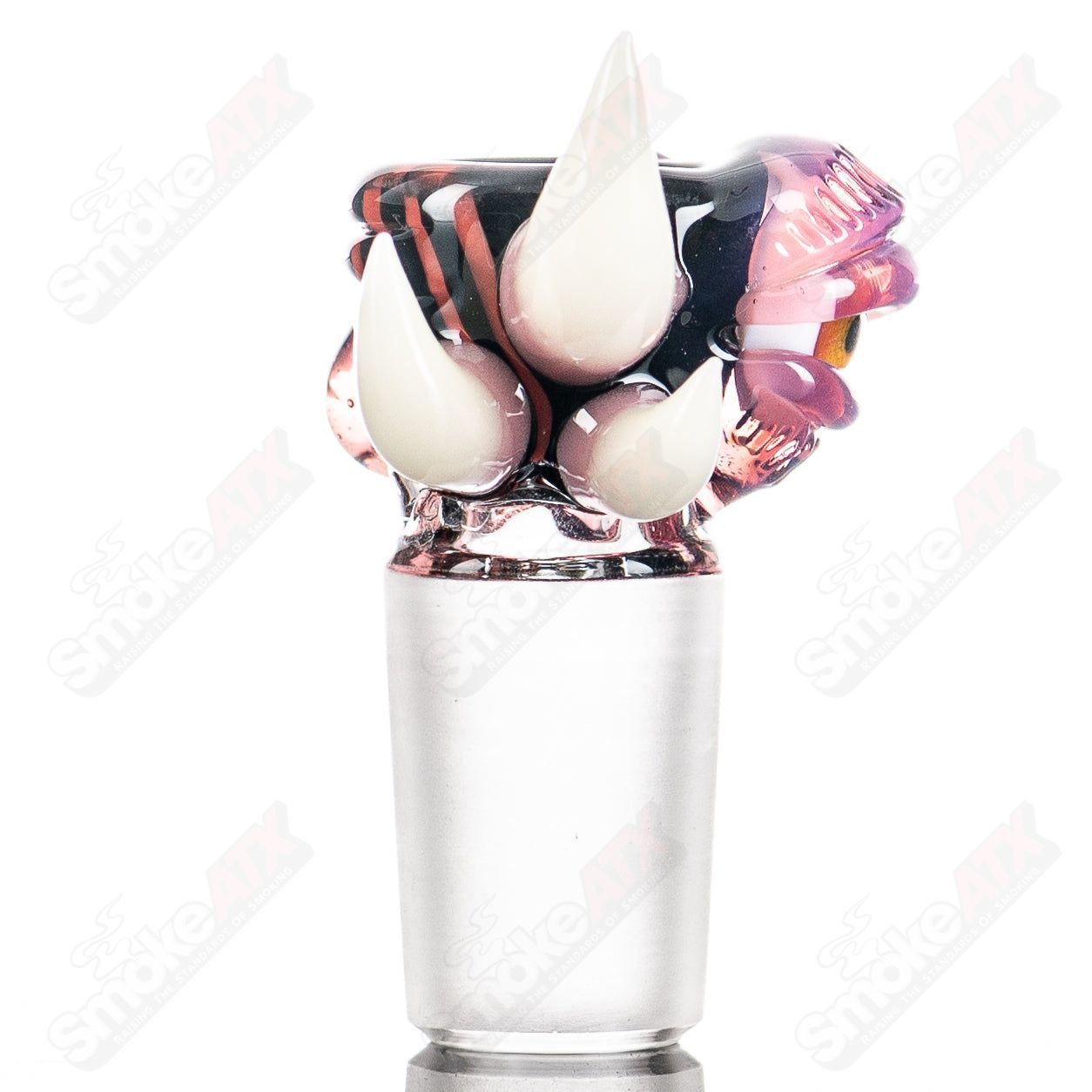 Heady Glass Salt Slide with Royal Jelly design featuring red crayon lines on a sleek jet black bowl for smoking accessories.