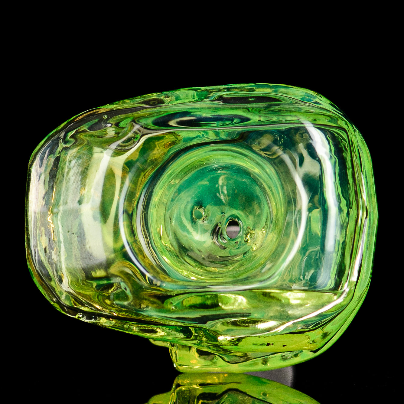 Glass bowl for Halo Slide 14mm by Tony Kazy, featuring clear glass design with intricate detailing, compatible with Smoke ATX accessories.