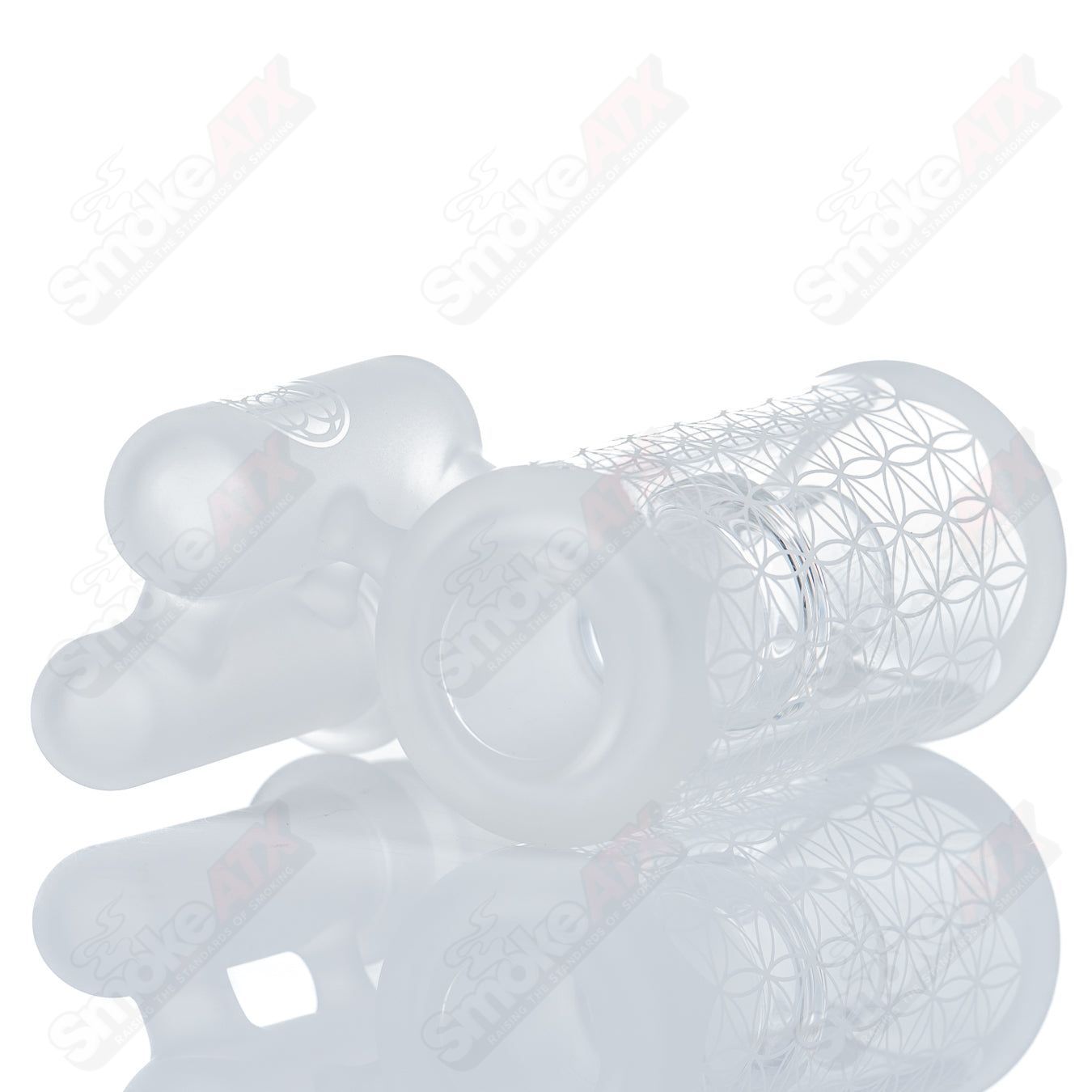 Sacred-G 18mm Dry Catch by SoL Glassworks, high-quality heady glass dry catcher with intricate glass design and clear glass finish.