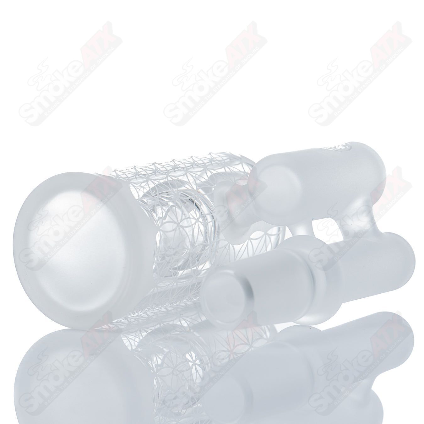 Sacred-G 18mm dry catch heady glass piece by SoL Glassworks, featuring intricate design and clear glass construction.