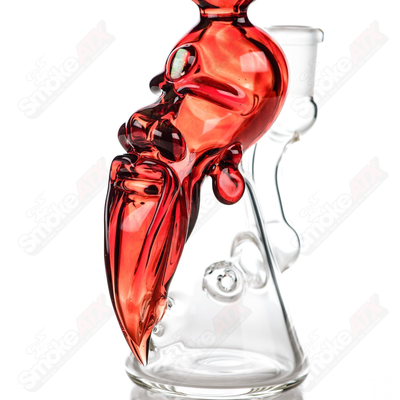 Nelson Glass "Samurai at Peace" heady concentrate rig featuring a detailed samurai design in clear and colored glass.