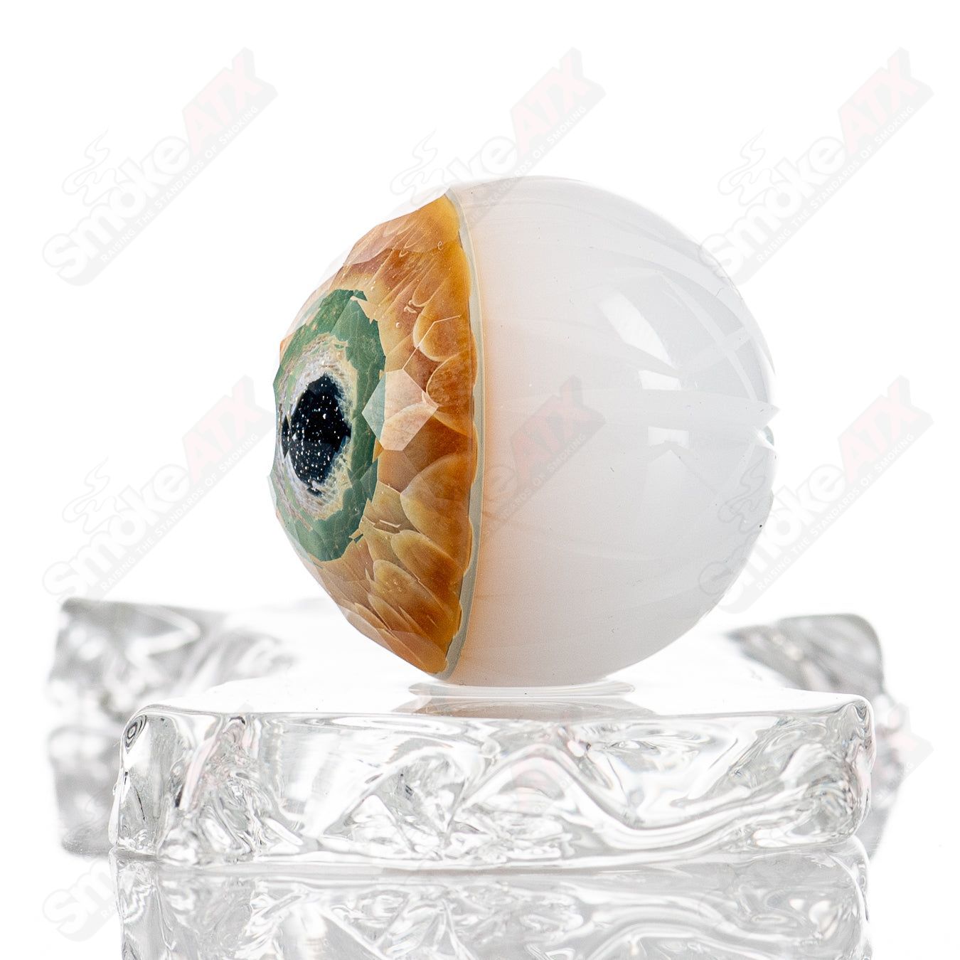 Faceted Dragon Eye Marble Indo Glass x Fatal Facets - Smoke ATX 