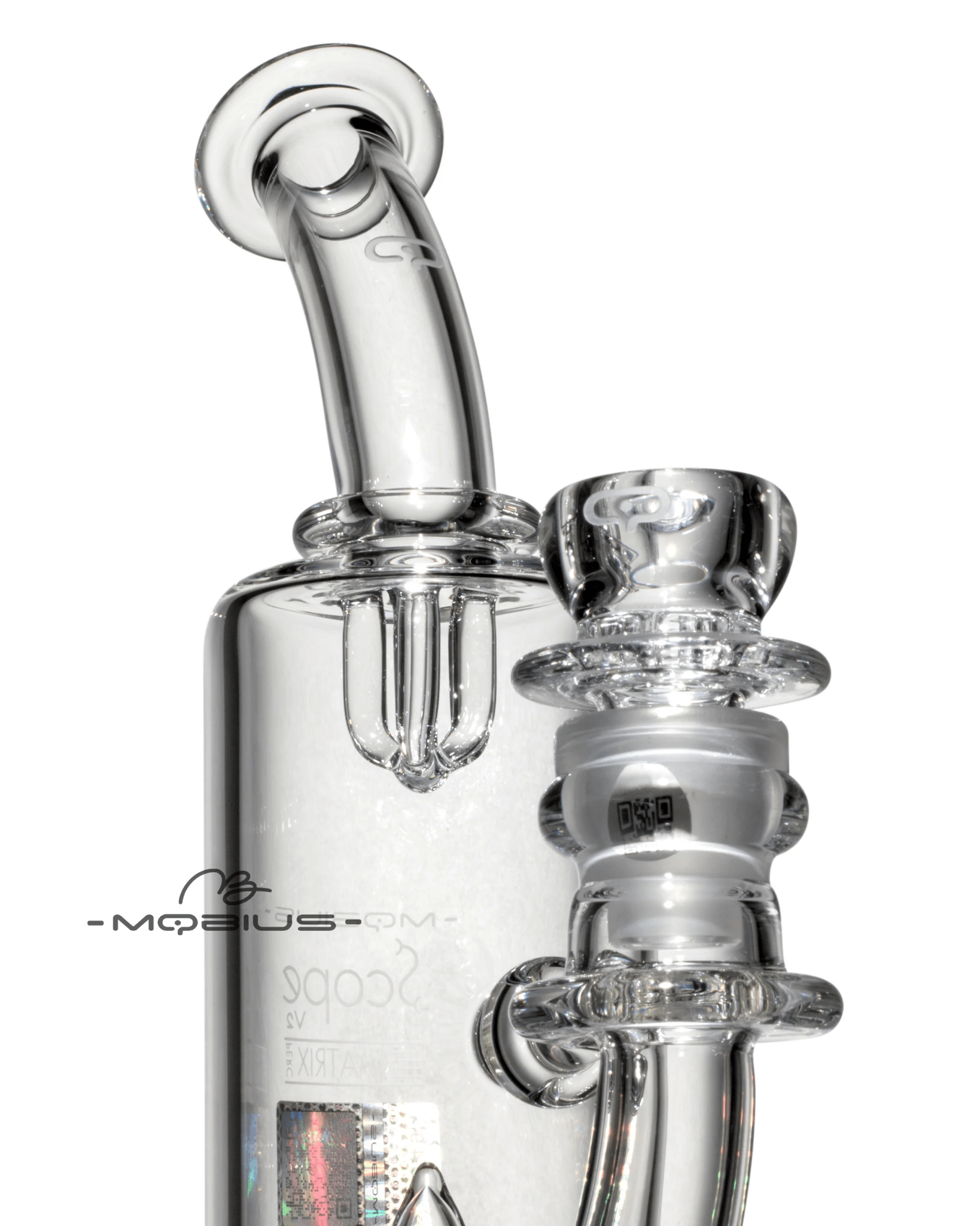 Clear Scope Matrix V2 2025 Mobius glass straight tube for smoking, featuring a sleek design and durable construction.