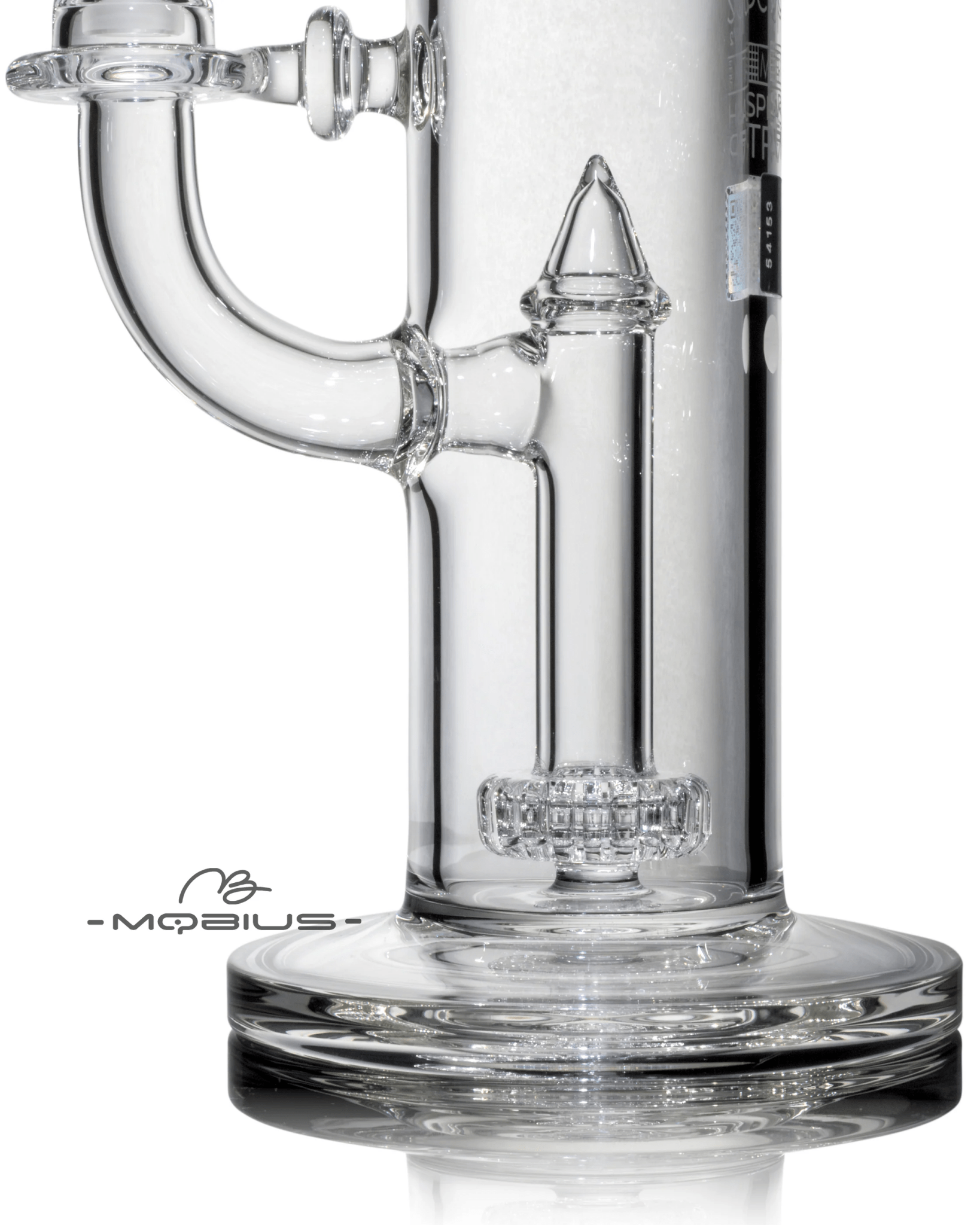 Clear Scope Matrix V2 Mobius straight glass tube with Splashtrap design, featuring intricate glasswork and vibrant accents.