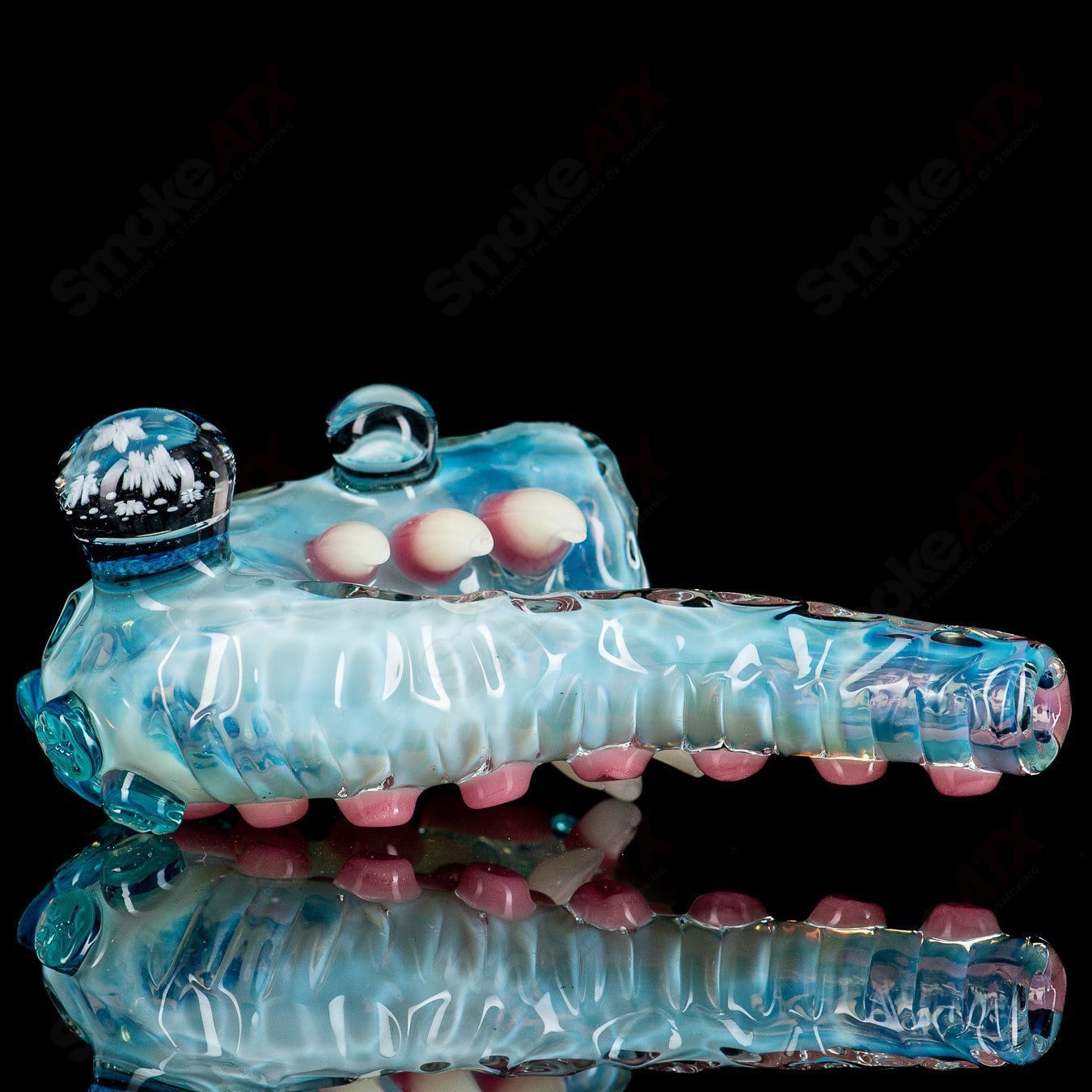 Salt Glass Sherlock by Chaka x Salt heady glass pipe featuring intricate design and clear glass construction.