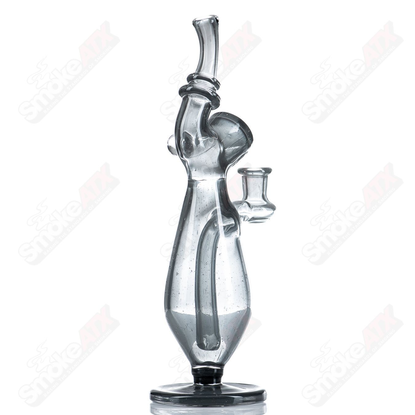 Sherlock-shaped glass concentrate rig with matching cap by JMass, clear heady glass design for dabbing and concentrates.