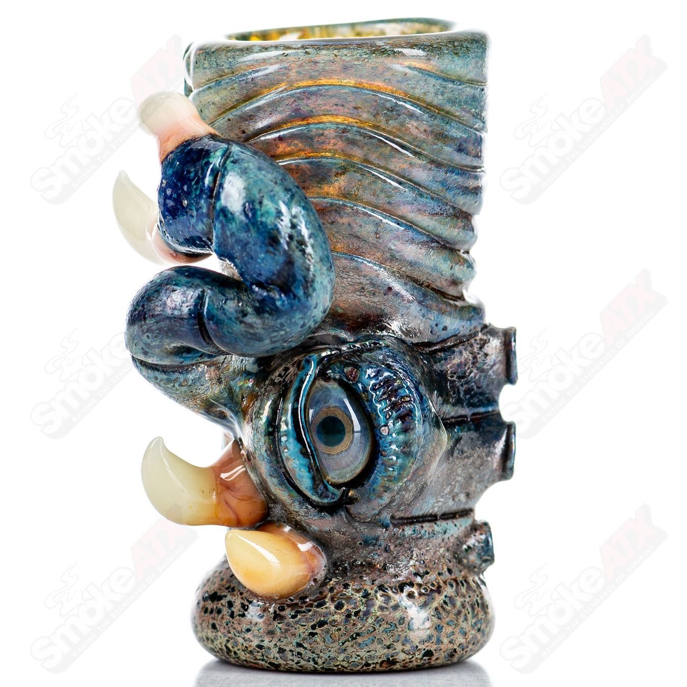 Signed 2013 Salt Glass heady shot glass with intricate design, featuring the Salt brand logo and detailed glass craftsmanship.