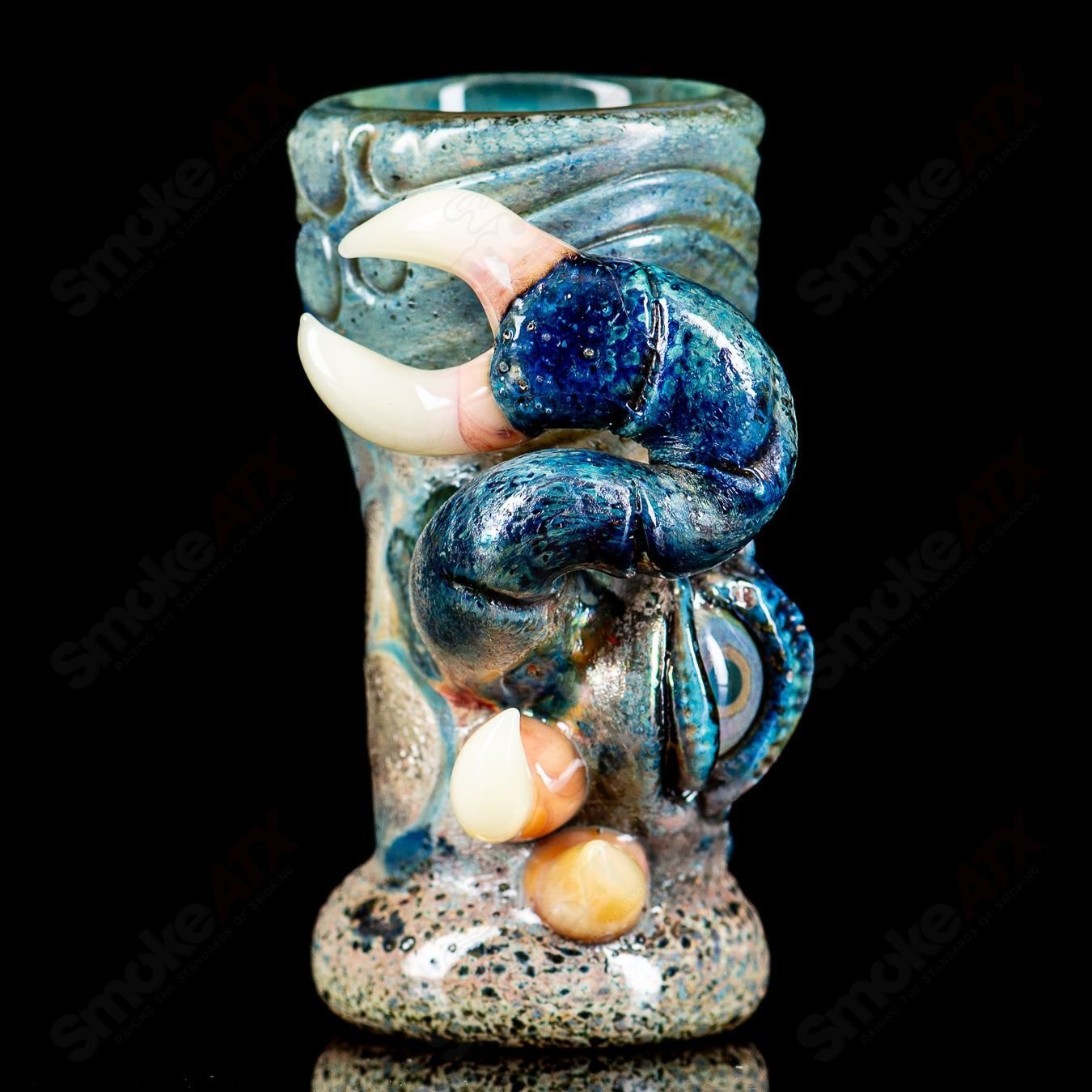 Signed 2013 Salt Glass shot glass featuring vibrant colors and detailed heady glass design, perfect for collectors and enthusiasts.
