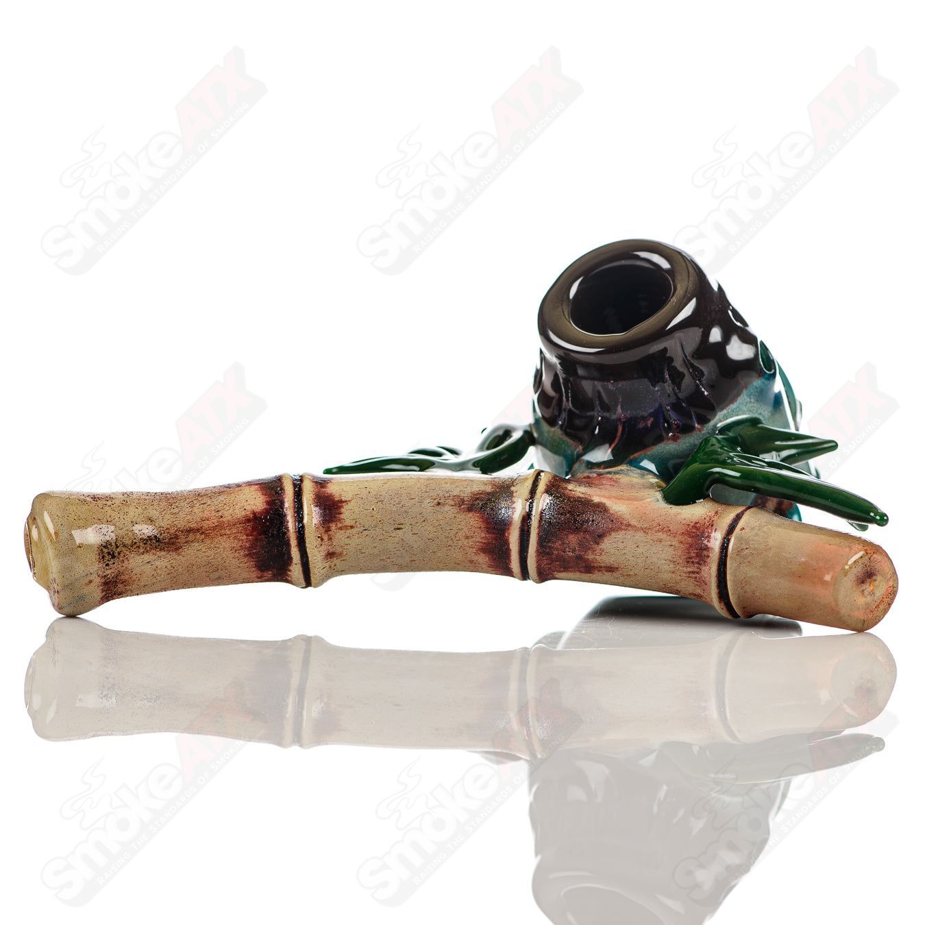 Ghost Glass Shrunken Head Sidecar Dry Pipe from Heady Glass Sherlocks collection, featuring a detailed shrunken head design.
