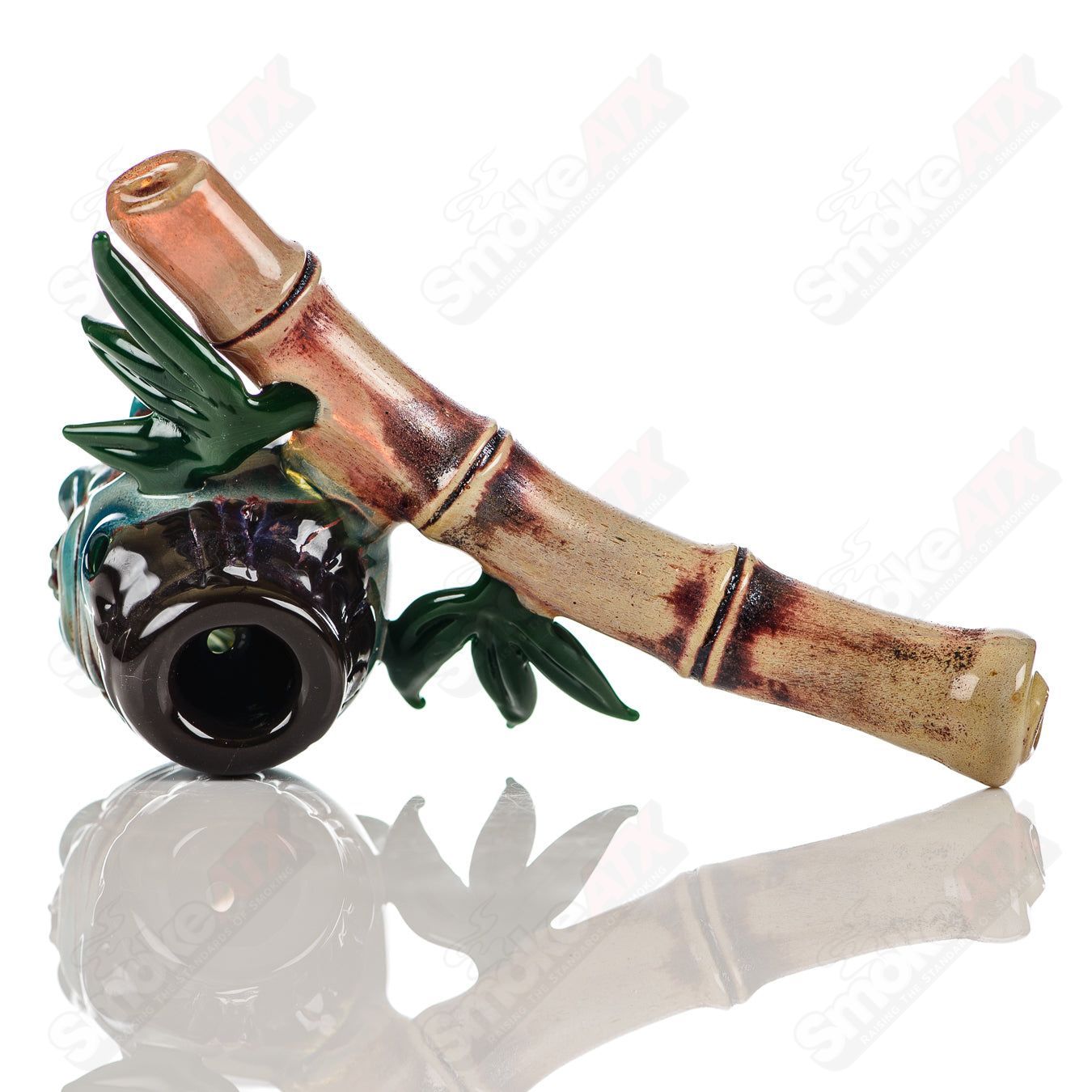 Shrunken Head Sidecar Dry Pipe by Ghost Glass, Heady Sherlocks Glass featuring a detailed shrunken head design.
