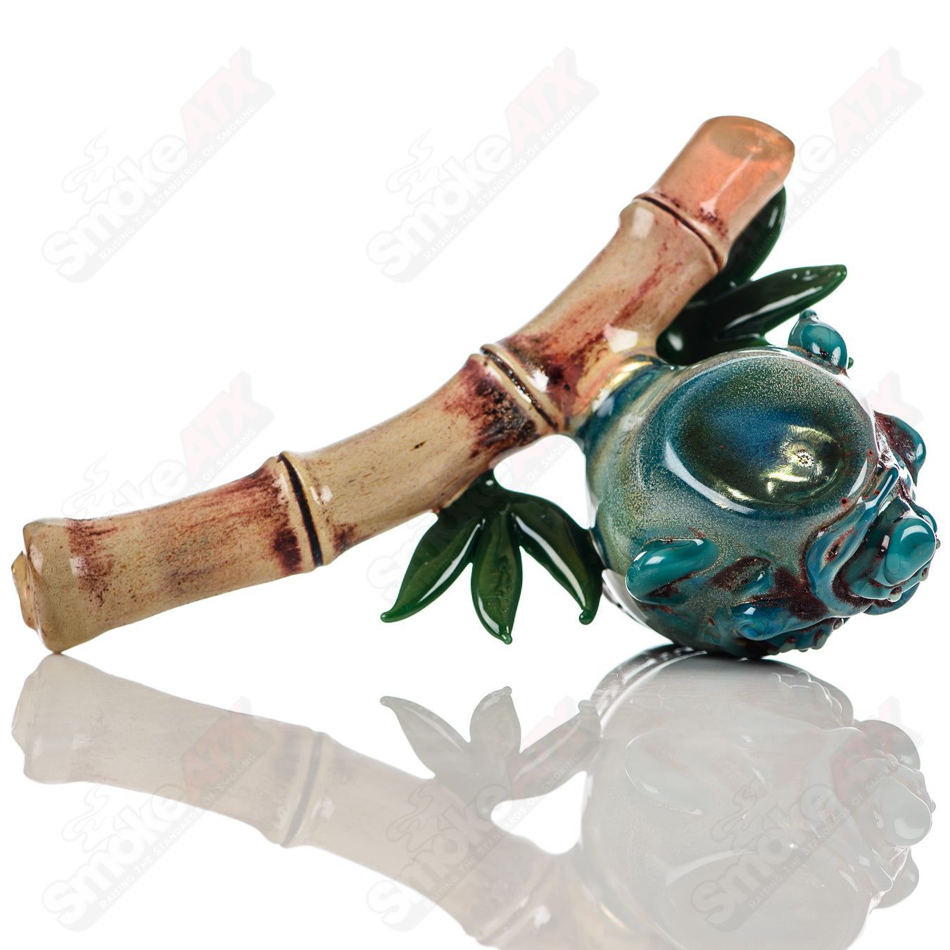 Ghost Glass Shrunken Head Sidecar Dry Pipe, Heady Glass Sherlocks with detailed skull design and clear glass construction.